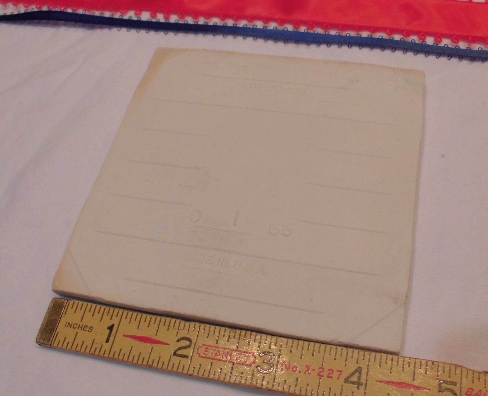1 pc. Vintage Ceramic Tile *Robins Egg Blue* 4-5/16″- 4-3/8″ Robertson Co. NOS