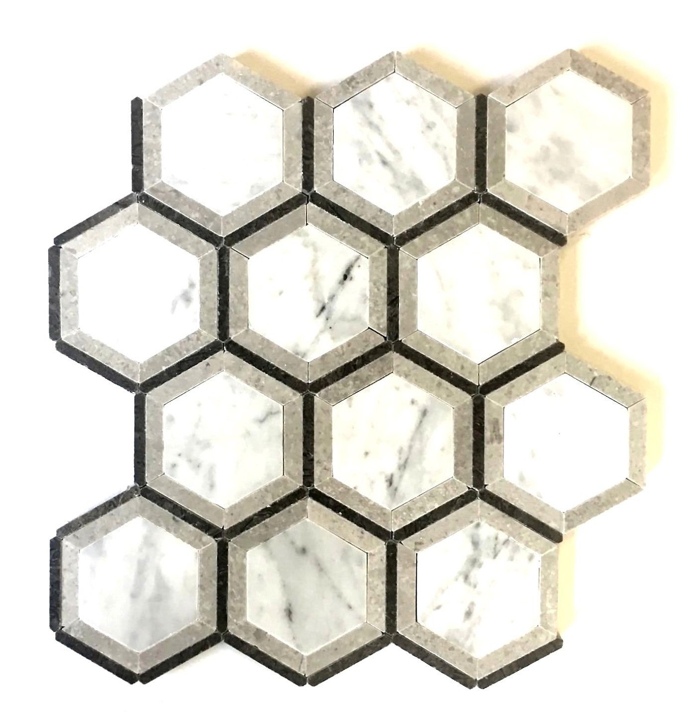 Carrara Spire 11×11 Marble Mix Color Mosaic Wall and Floor Tile Backsplash Bath