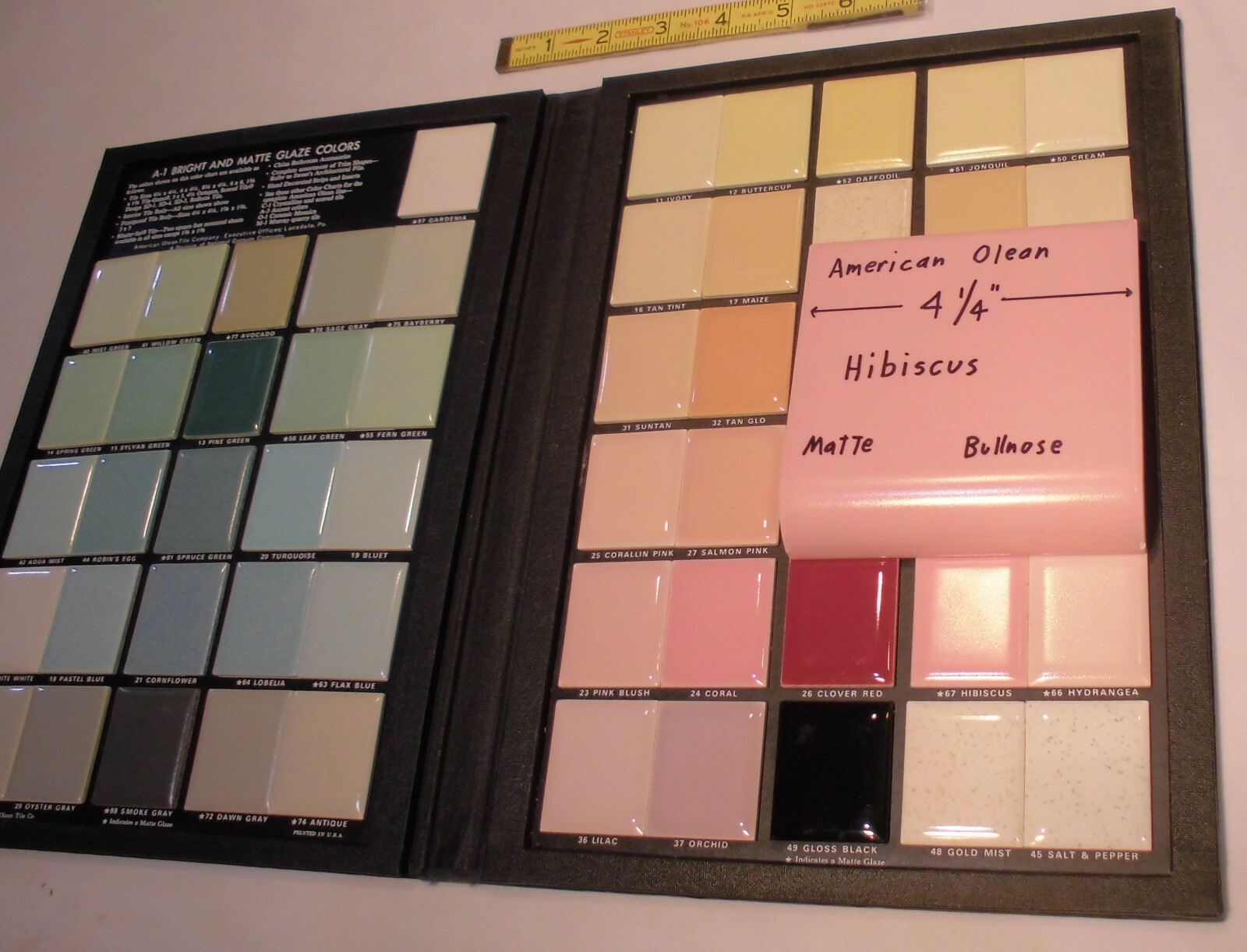 Hibiscus Pink; Matte Radius Bullnose Ceramic Tile 4-1/4″ American Olean, NOS