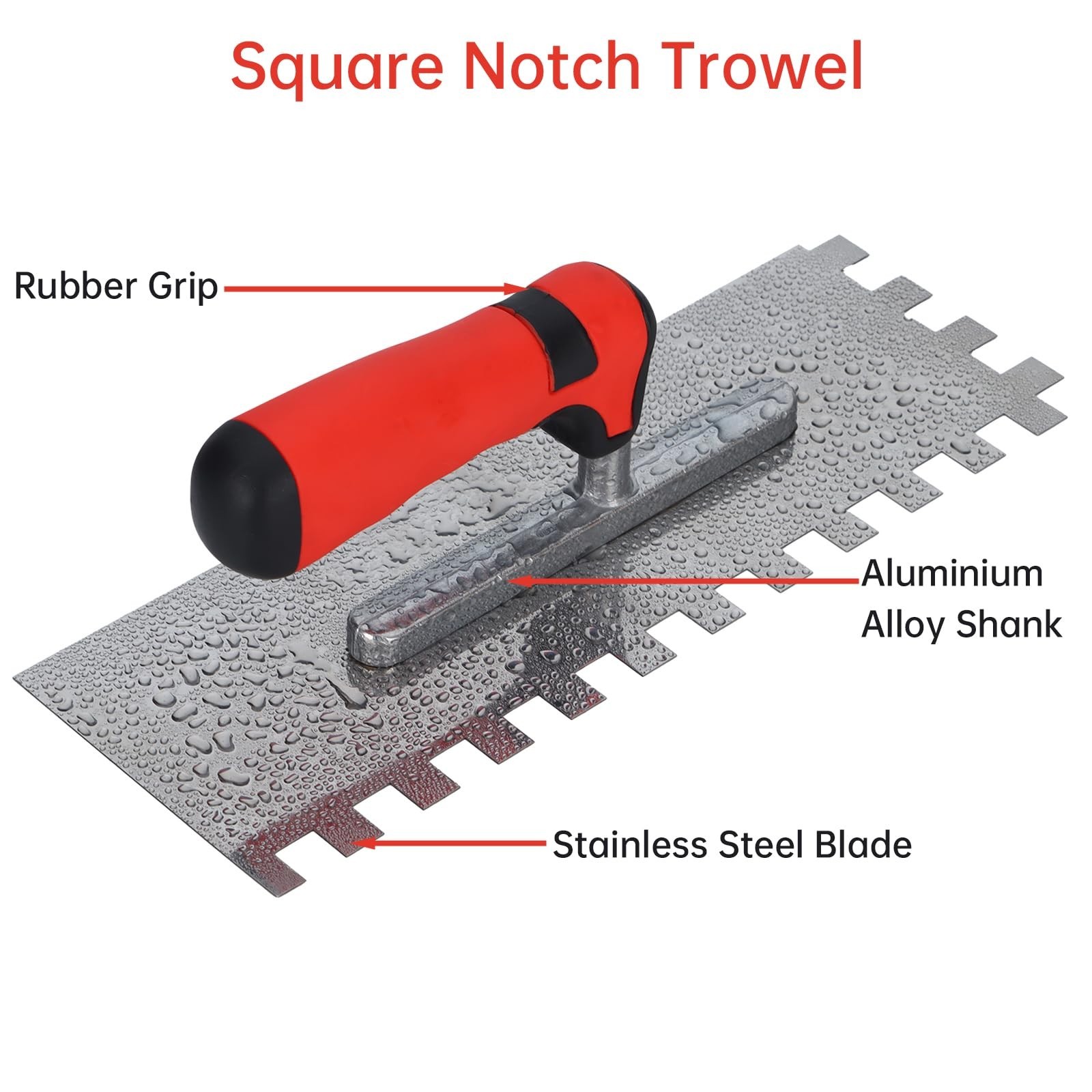 Square Notched Tile Trowel Set, with Rubber Grout Float,Grout Sponge and Work…