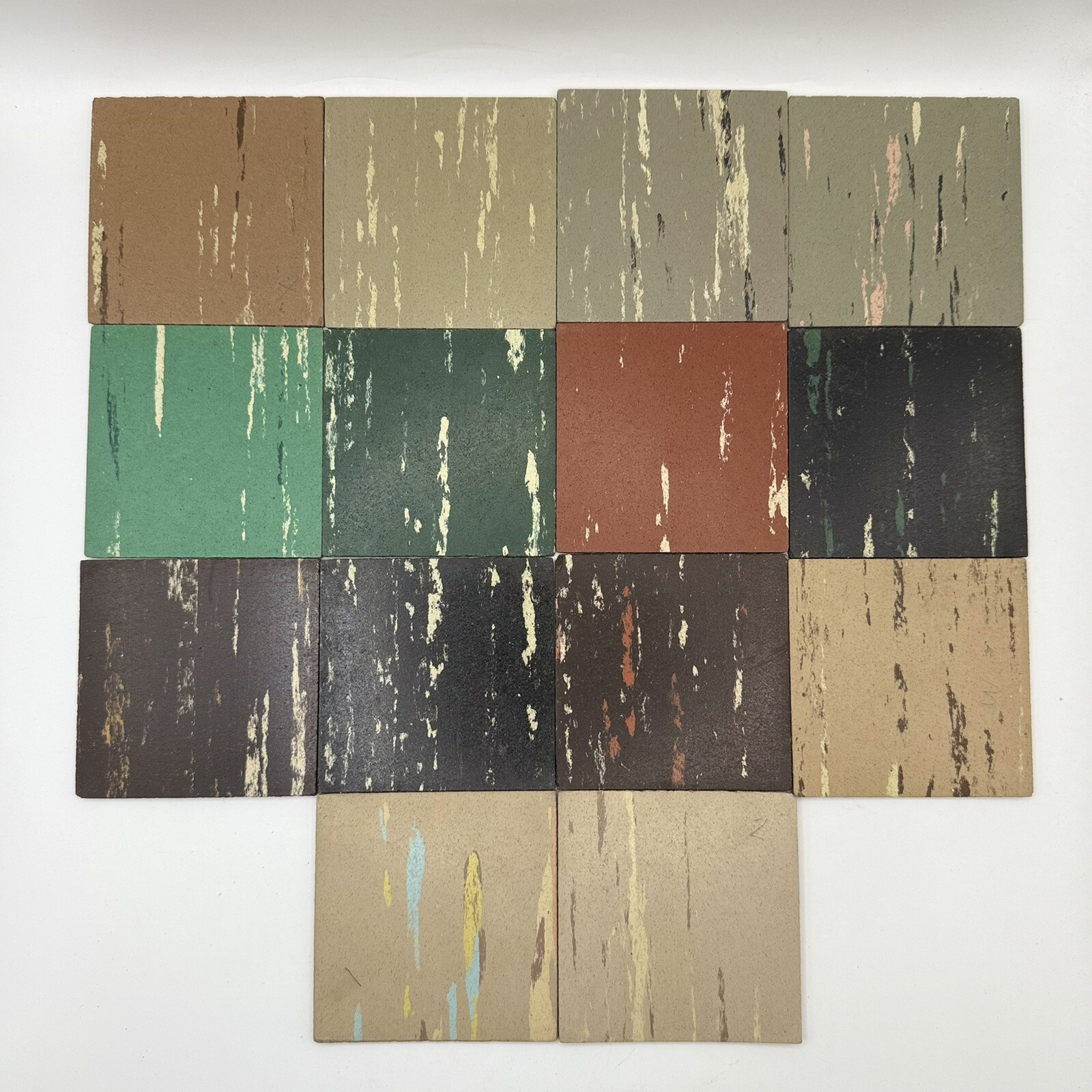 VTG 1950s Congoleum-Nairn Asphalt Tile 14 Pieces 3” x 3” Salesman Samples