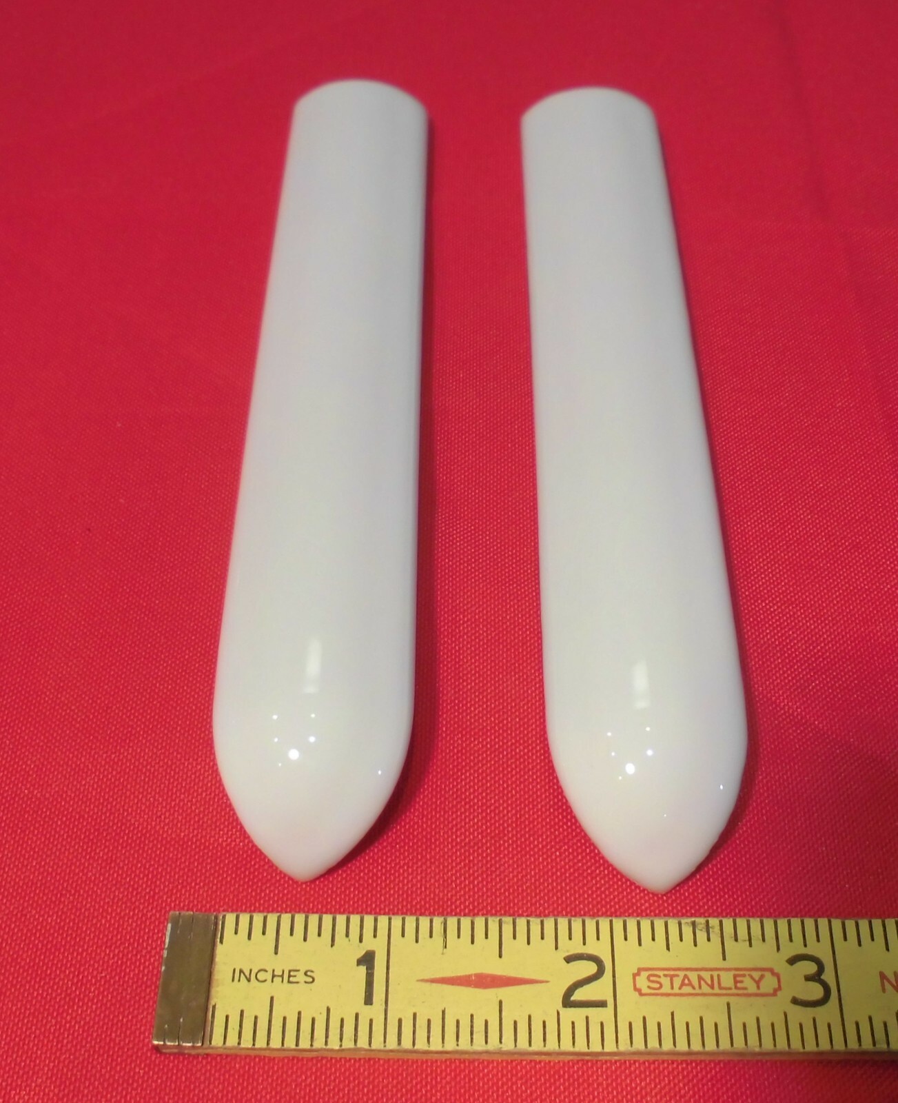 2 pcs. *Gloss White* Ceramic Quarter Round Tiles 1″ X 6″ Finished Corner Beak