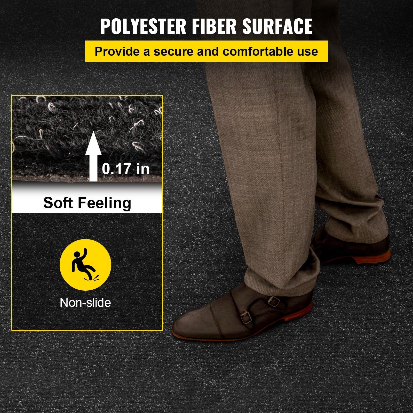 Charcoal Black Waterproof Marine Carpet Roll, 5.9x30ft, 4.6mm Thick