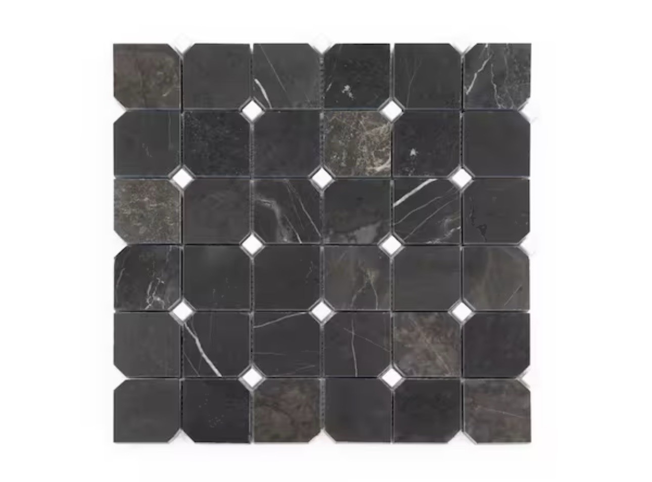 Fortune Black 11.625 in. x 11.625 in. Polished Black/White 39 Pieces MSRP $500+