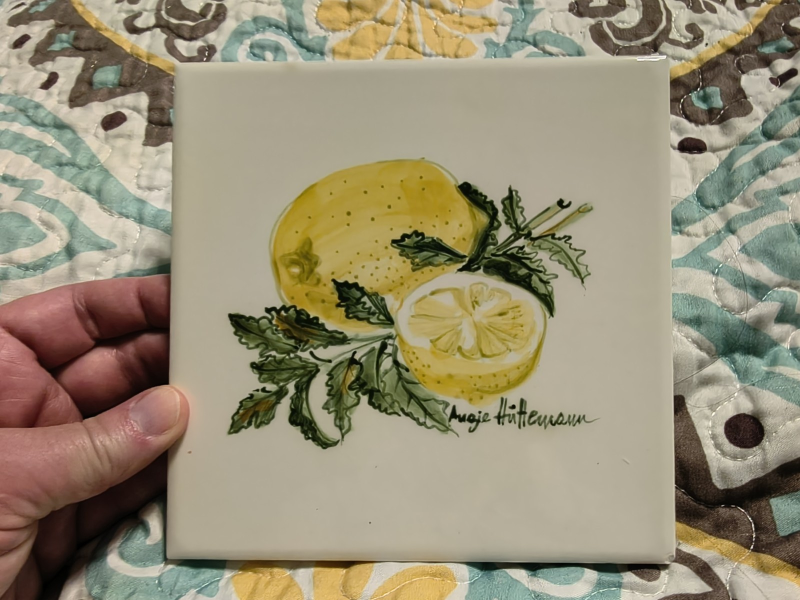 Fruit Tile Lemon French Country Hot Plate Holder