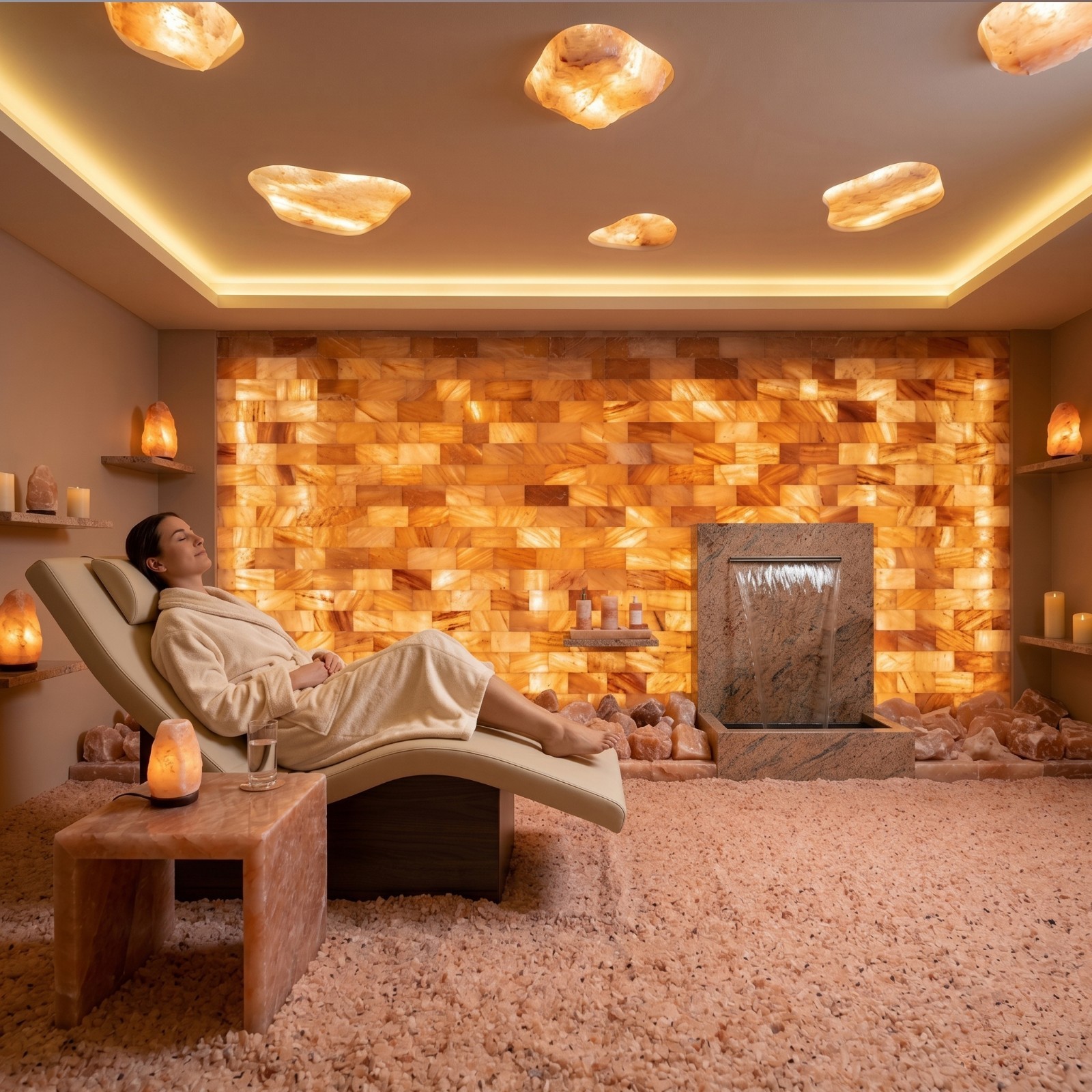Himalayan Pink Salt Wall Panel Kit 10x4ft Salt Bricks Tiles Spa Sauna LED DIY
