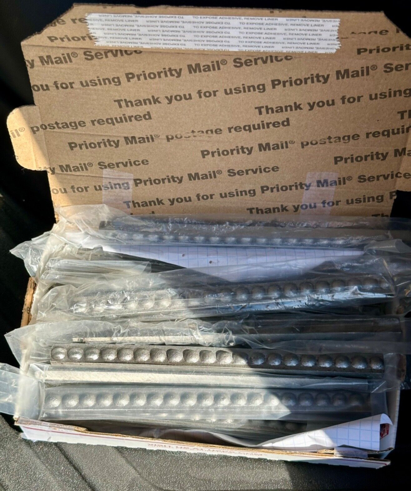 8″ x 1/2″ SILVER tone, metal (+ resin?,) 25x BORDER, long, thin TILES-ACCENT