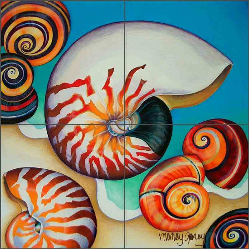 Nautilus Tile Backsplash Nancy Jacey Shell Art Ceramic Mural CPA-NJ11030