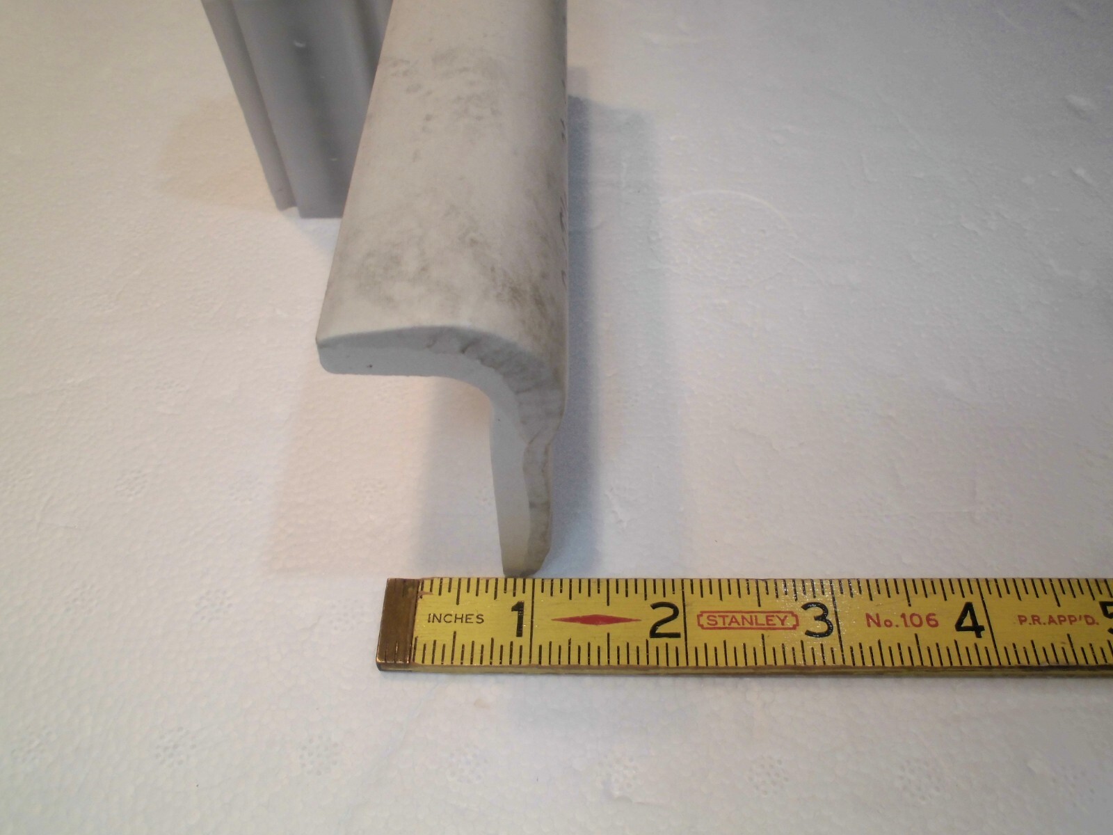 1 pc. Daltile: Light & Darker Grays: V-Cap Ceramic Trim Tile: Countertop-Edging