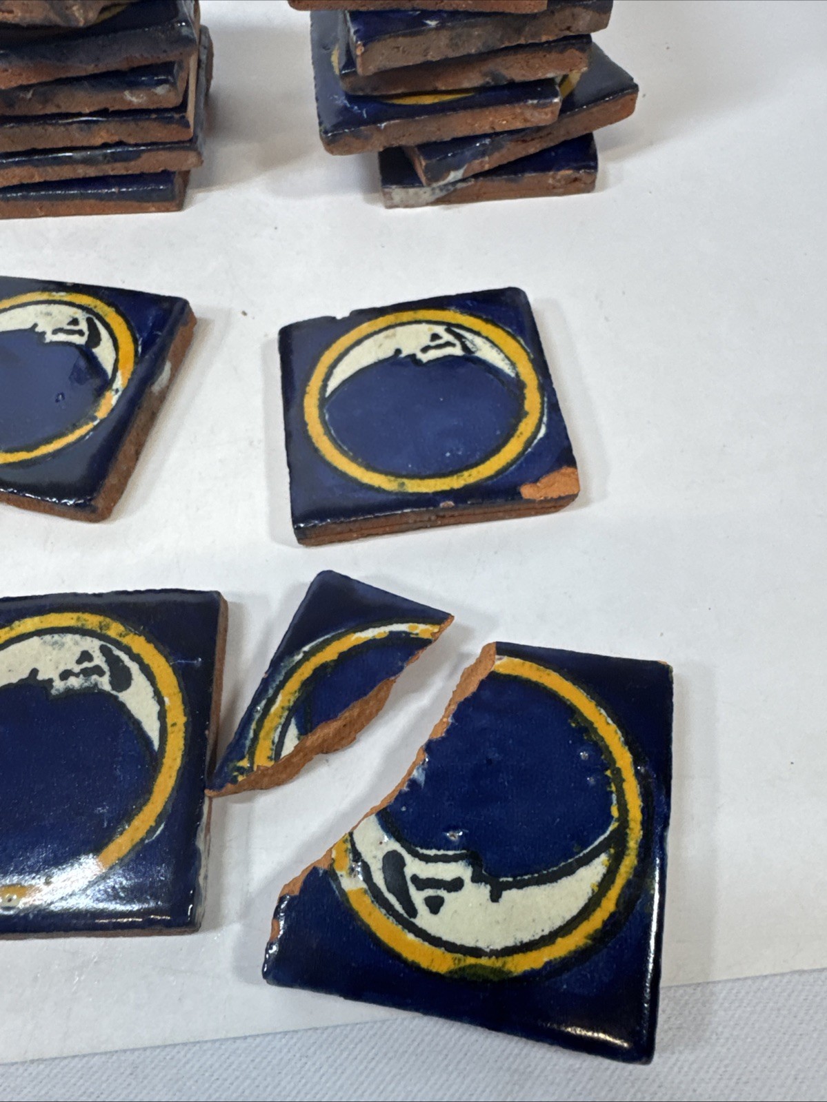 50 Mexican Decorative Talavera Tiles 2×2″ Folk Art Handmade Moon Plus Spares