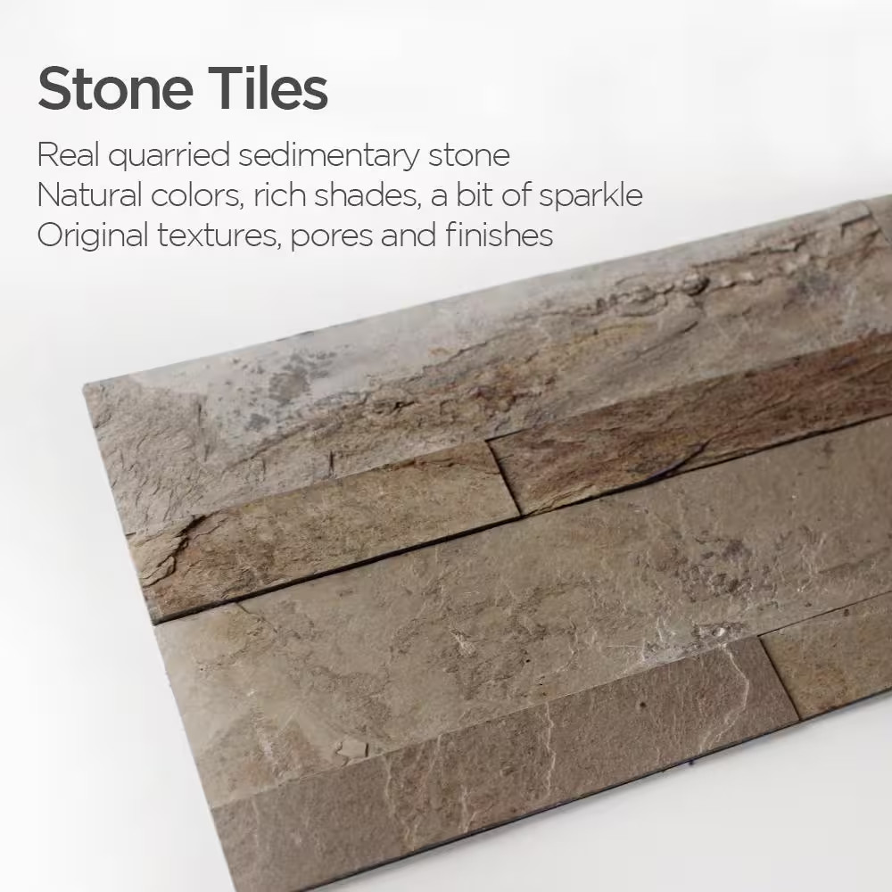 12-Sheets Brown 24 In. X 6 In. Peel, Stick Self-Adhesive Decorative 3D Stone Til