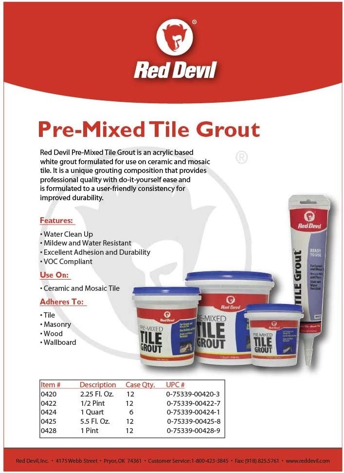 Pre-Mixed Tile Grout Squeeze Tube, 5.5 oz – Perfect for Walls & Floors