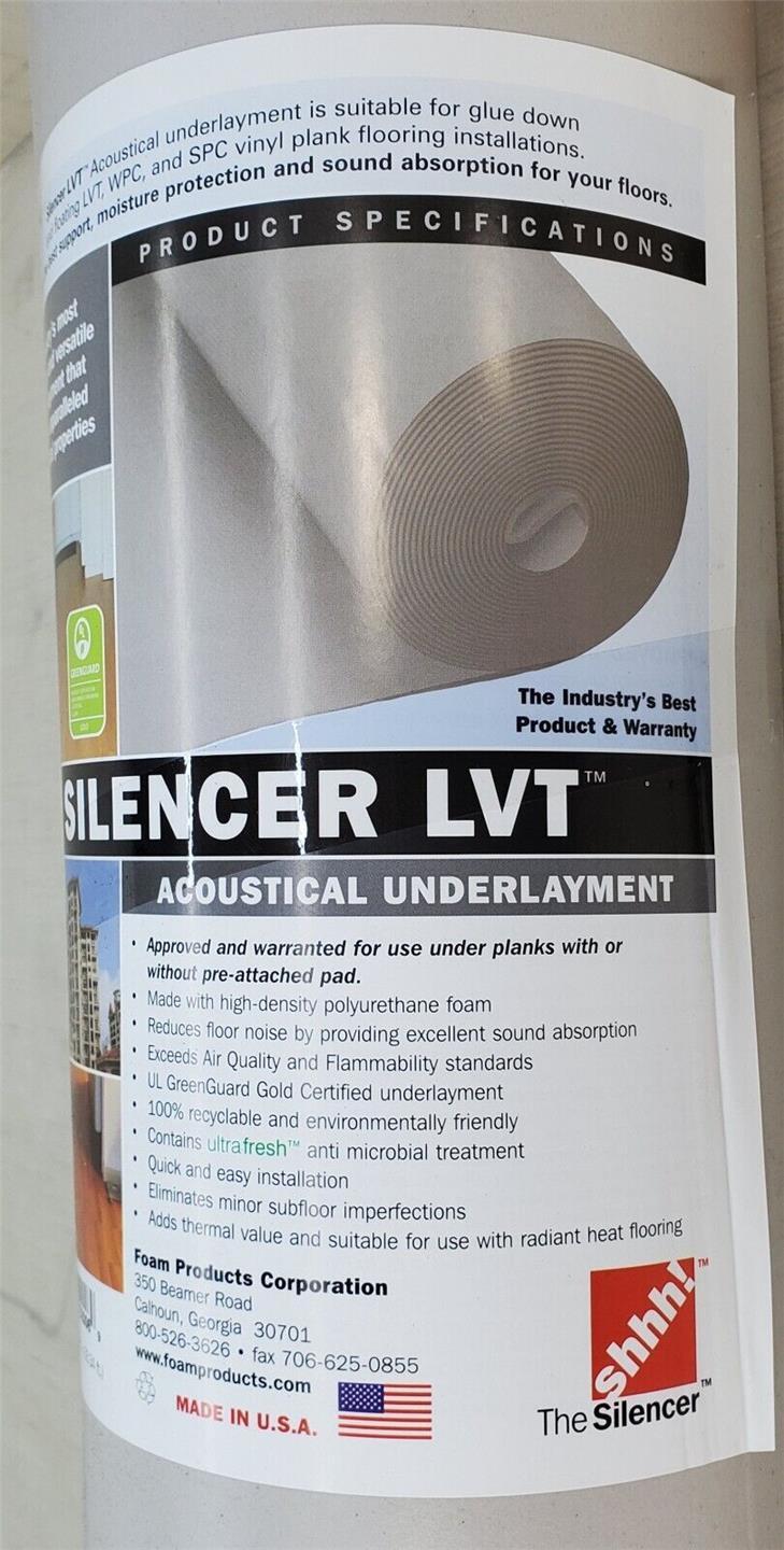 Silencer LVT Vinyl / Hybrid Resilient Floor Underlayment 100 sqft Roll