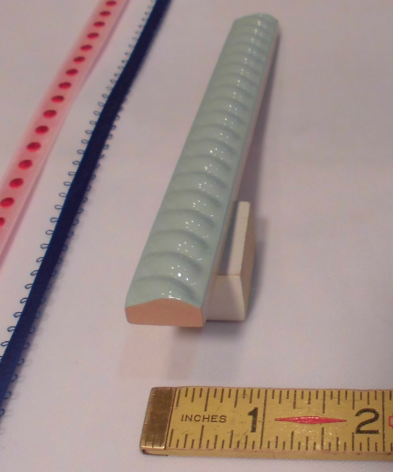 10 pcs. *Seafoam Green* Vintage Ceramic Liner-Pencil-Sizzle Tiles; 5/8″ X 6″ NOS