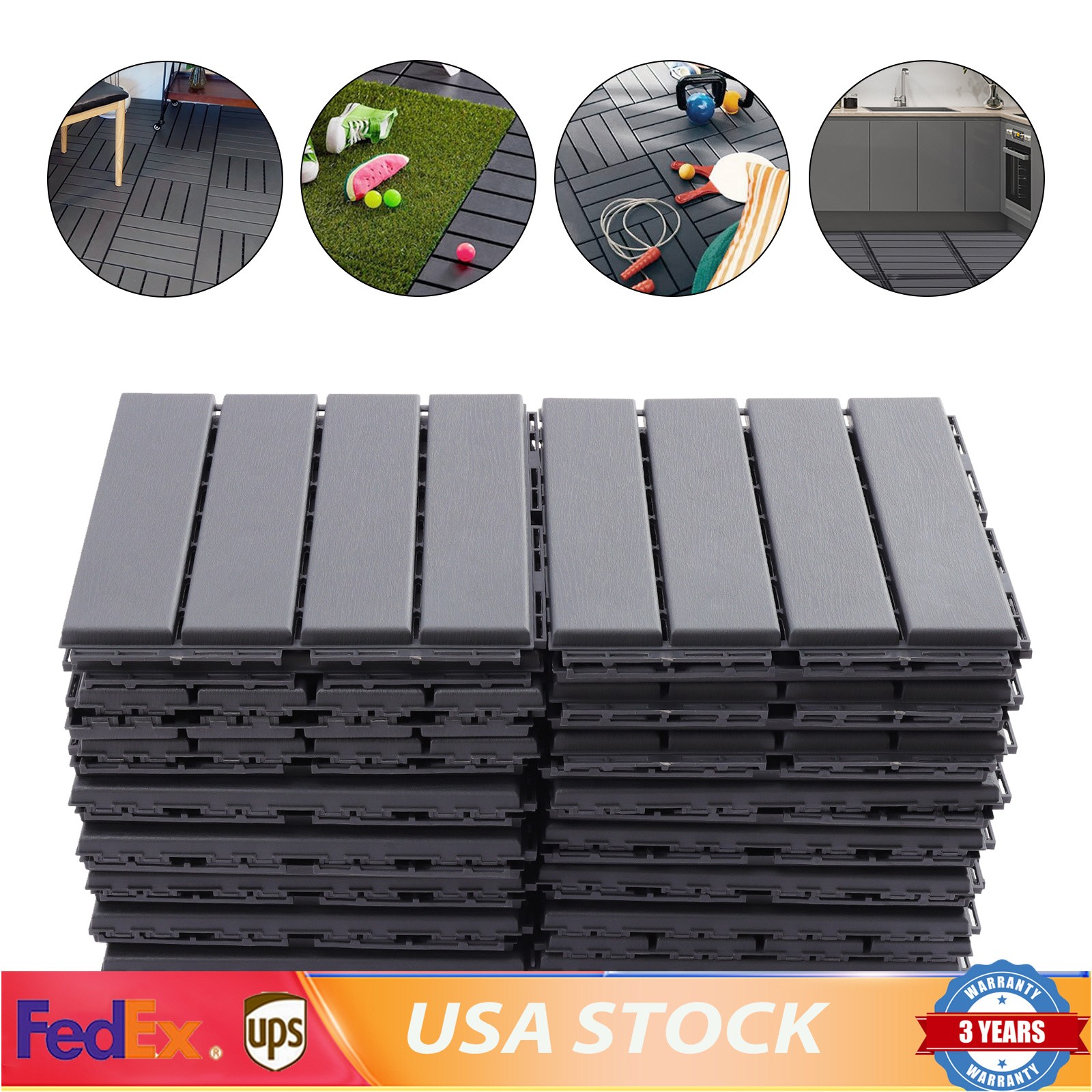 30pcs Deck Tiles Interlocking Patio Flooring Pavers Tiles In/outdoor Non-slip