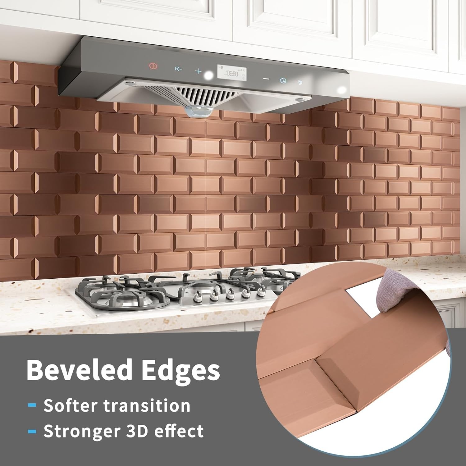 100 Pcs Copper Peel and Stick 3D Subway Backsplash Tiles for Home Decor