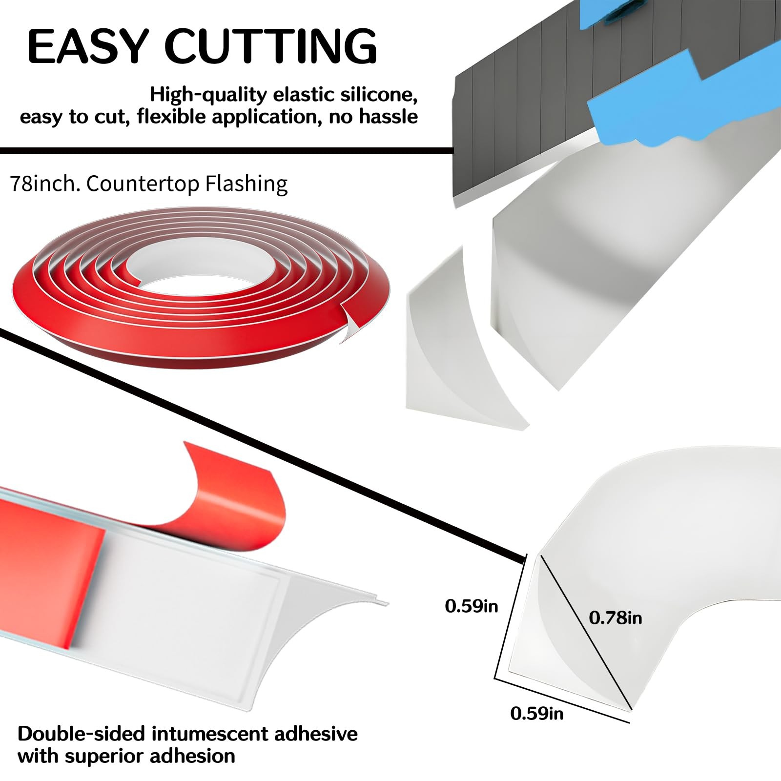 Flexible Quarter Round Molding, Peel and Stick Molding Trim for Walls, 0.6 In…