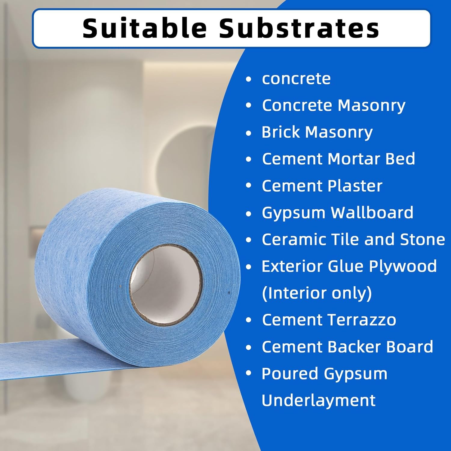 Professional Waterproof Membrane for Shower,5In X 100Ft(42 Sq Ft), Superior Wate