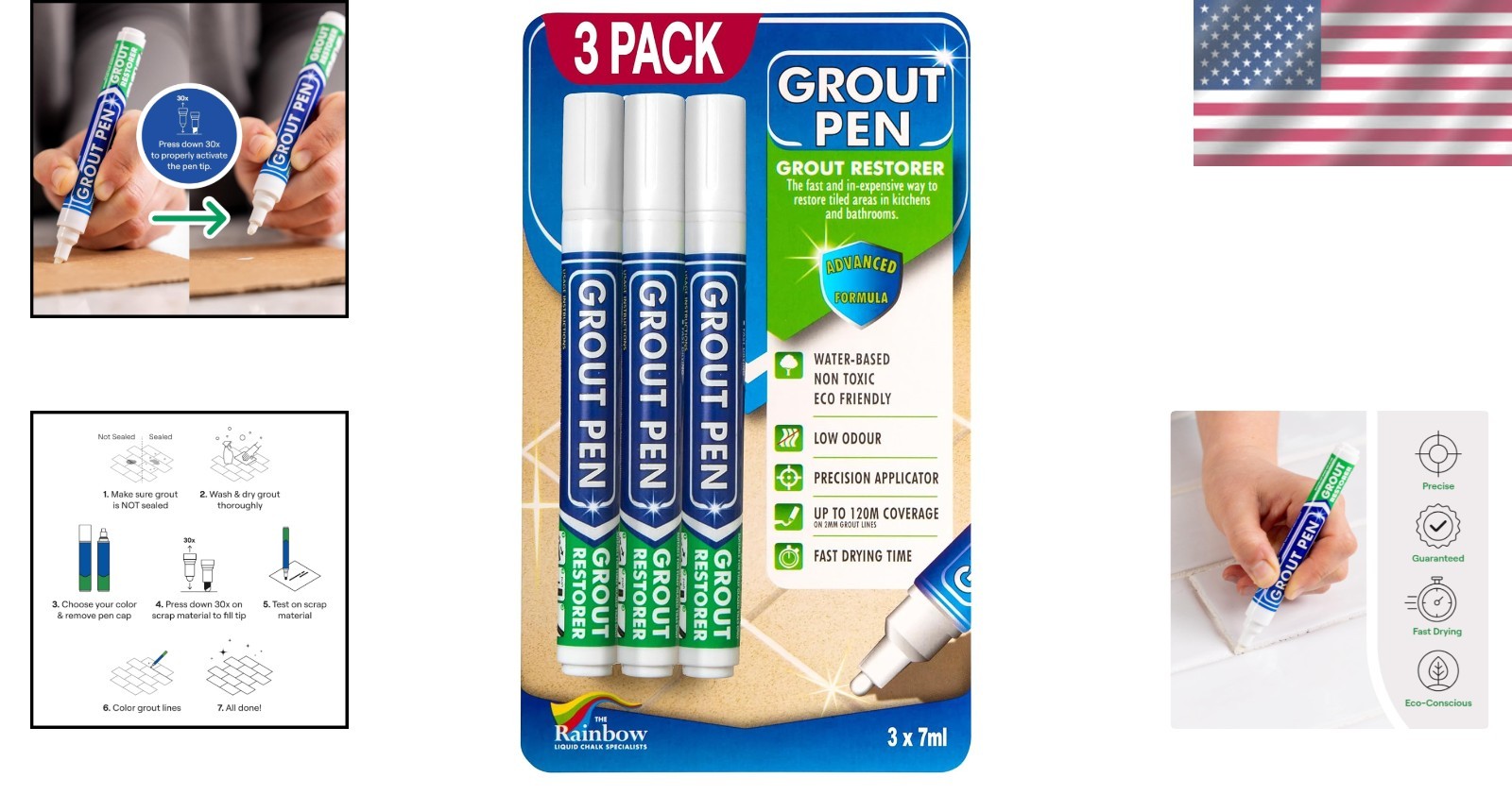 Revitalize Your Bathroom or Kitchen with 3 Waterproof Grout Pens – White