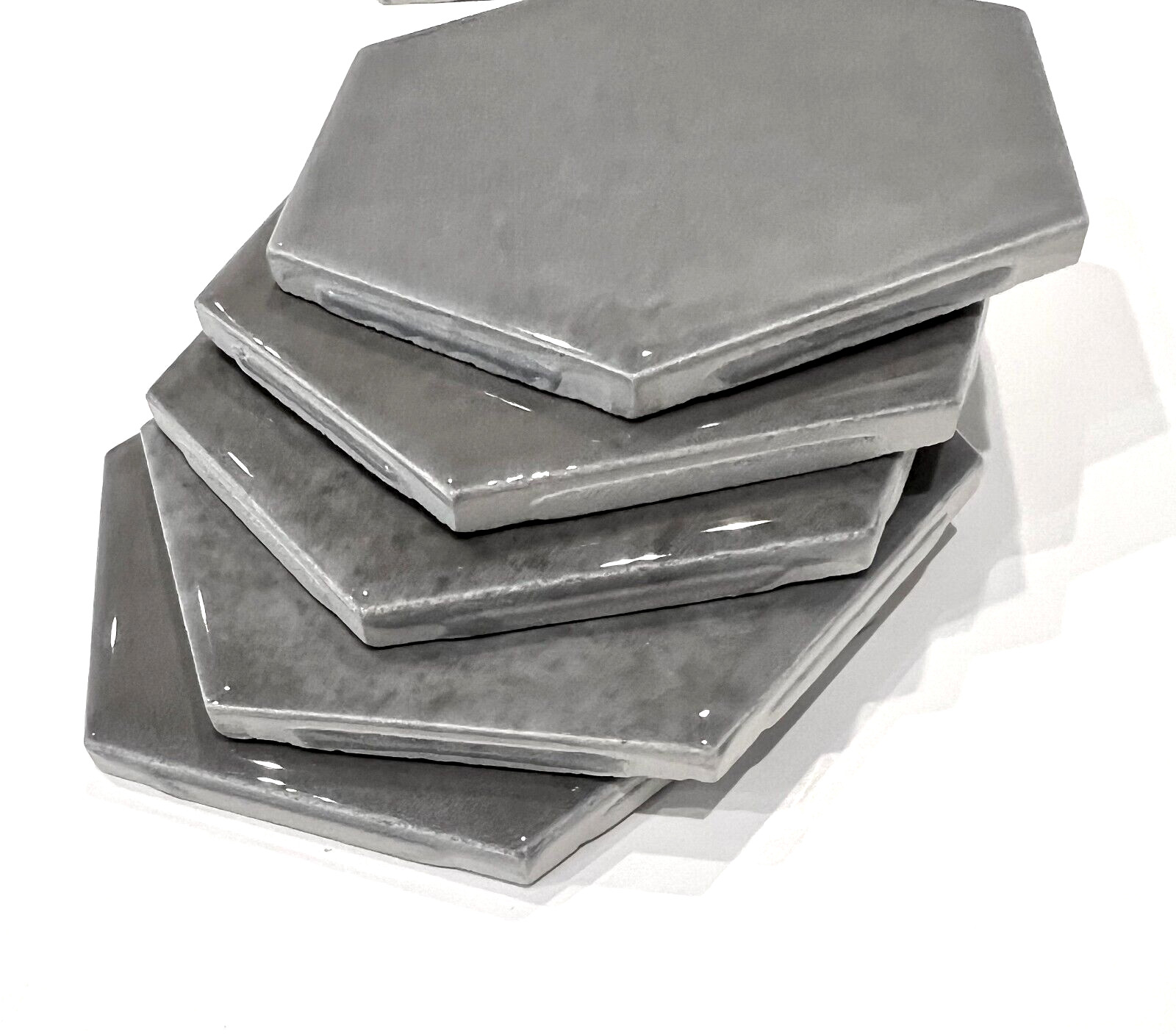 4 3/8×4 3/8 Glossy Gradient Mystique Gray Hexagon Ceramic Wall Tile (Pack of 5)