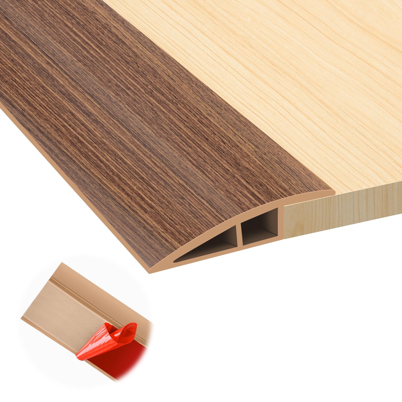 MYFAMIREA Floor Transition Strip Light Brown Wood Grain 10FT