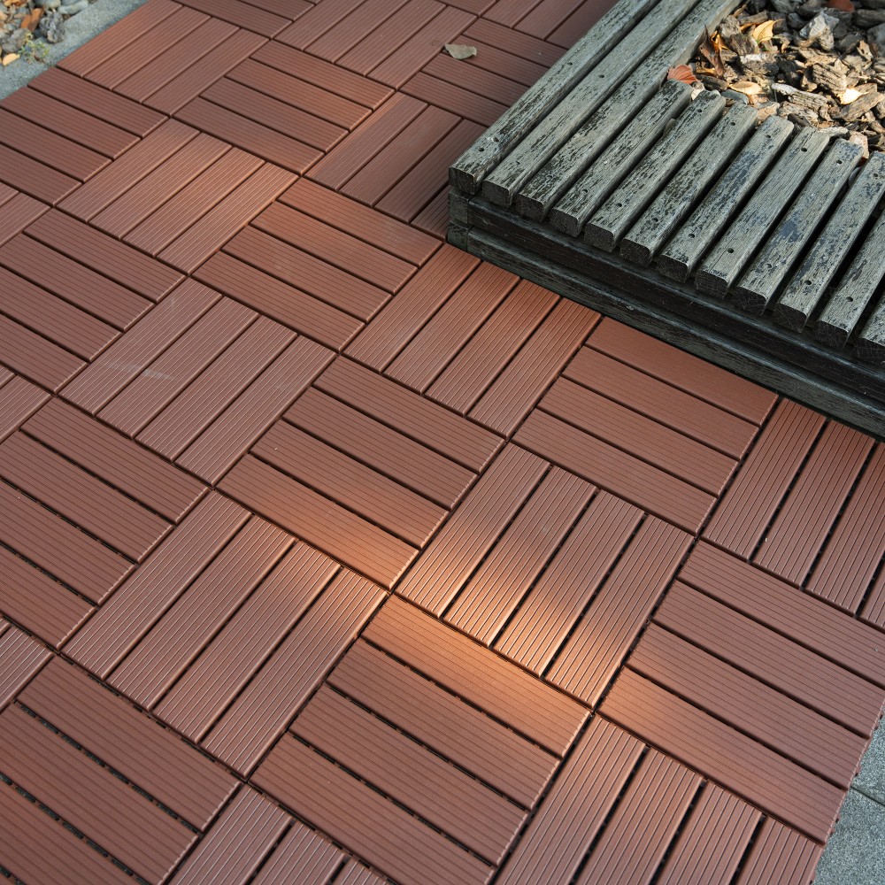 44PC 12″x12″ Interlock Patio Deck Tiles Waterproof Outdoor Flooring Garden Yard
