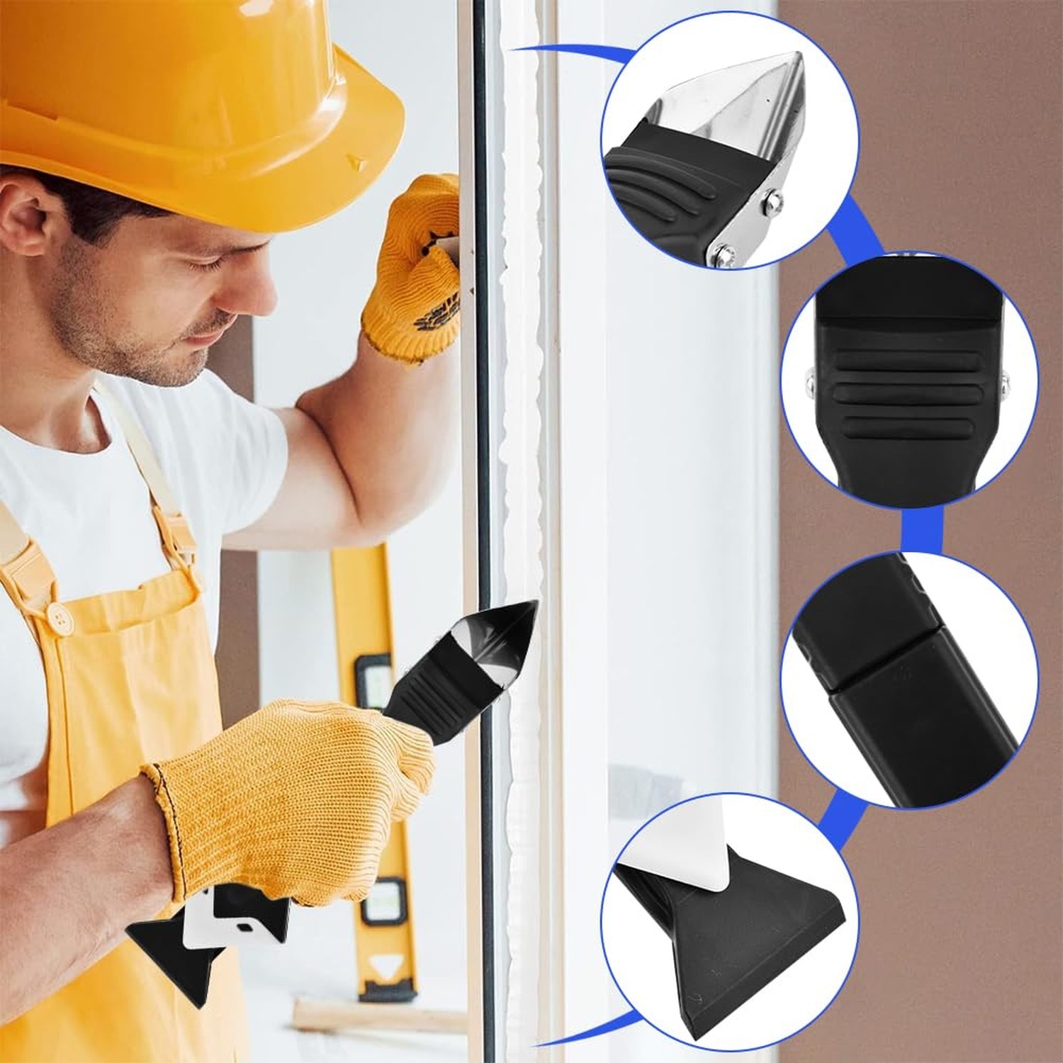 Silicone Caulking Tool, 3 in 1 Caulking Remover Glazing Compound Finishing To…