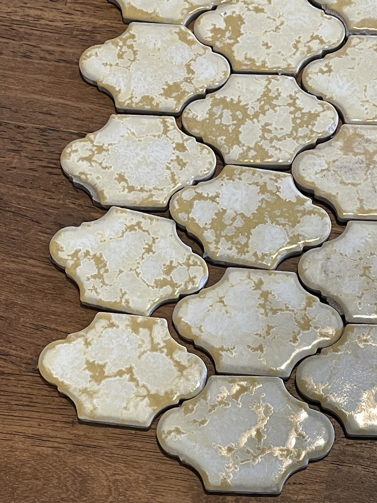 35 Vintage Arabesque 3” Ceramic Tile Marble Effect Gold Fireplace Accent Bath