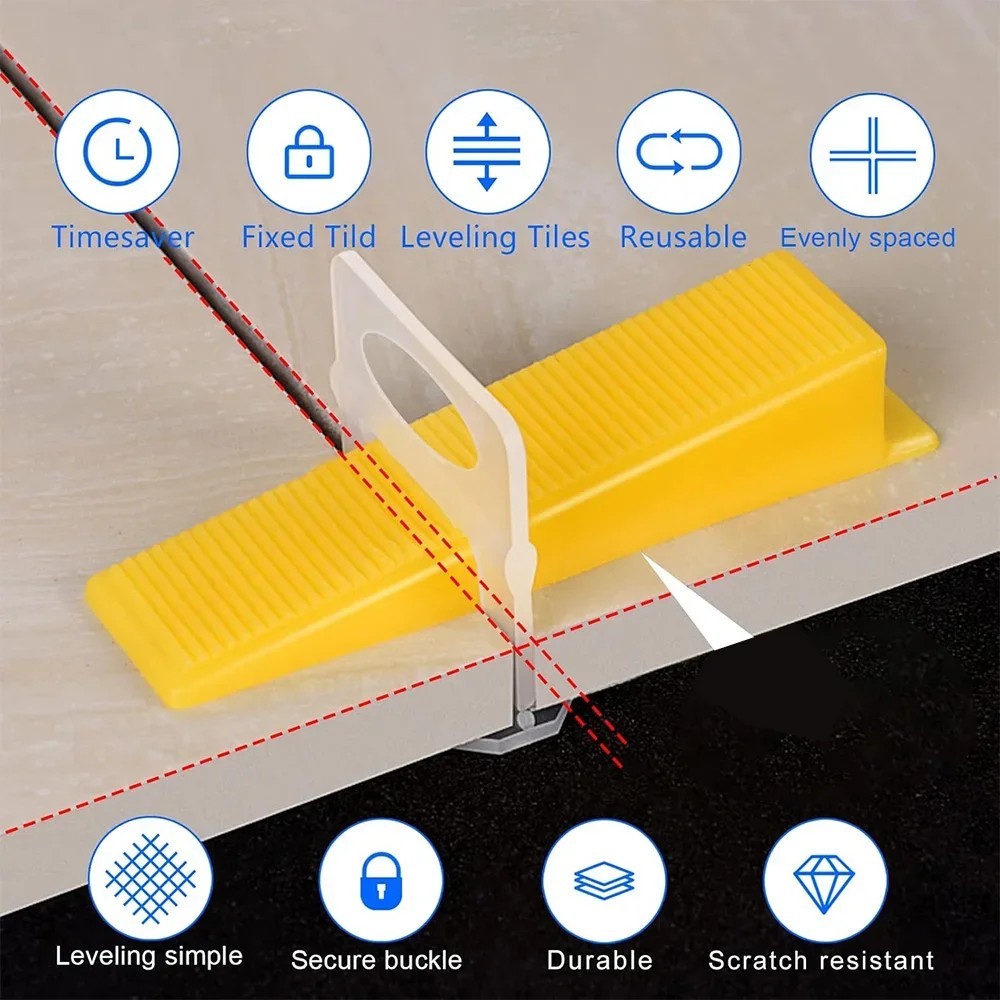 100-2000X Clip Tile Leveling System Kit Floor Wall 0.35-3mm Tile Spacer Tiling