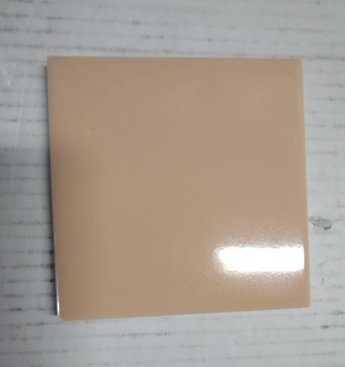 1 Wall Tile Mosaic USA 4-3/8″ Sq Semi Gloss Blushing Peach Pink Ceramic 1950 Vtg