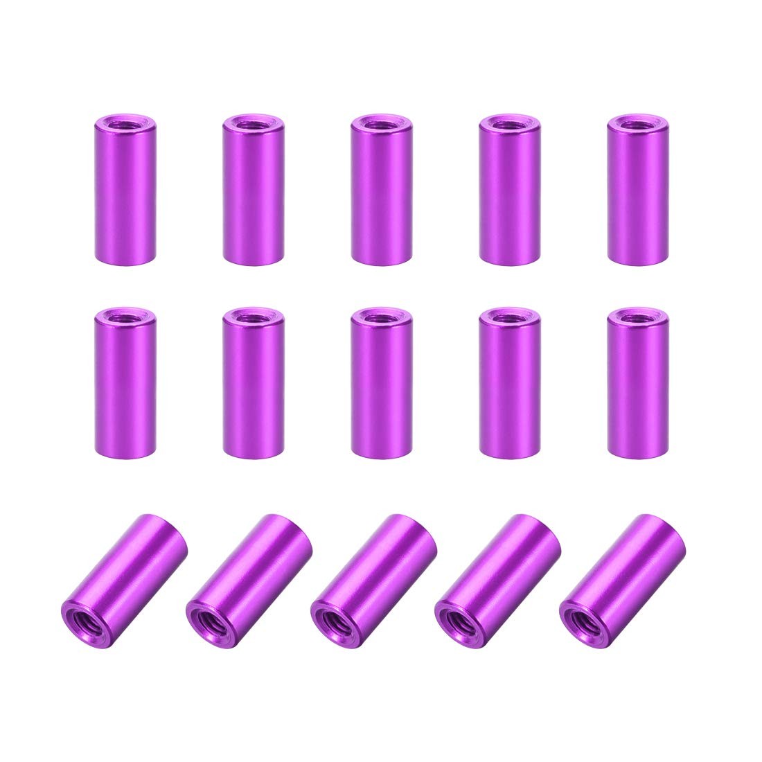 uxcell 15 Pcs M3x12mm Round Aluminum Standoff Column Spacer 12mm, Purple