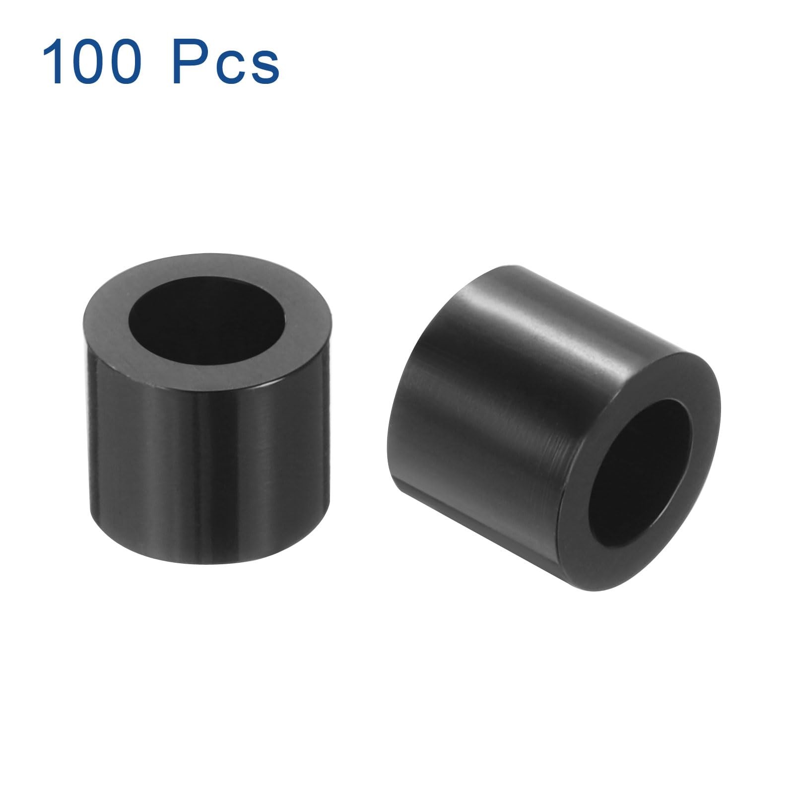 uxcell 100pcs Nylon Round Spacers 4mm ID, 7mm OD, 6mm Height, balck