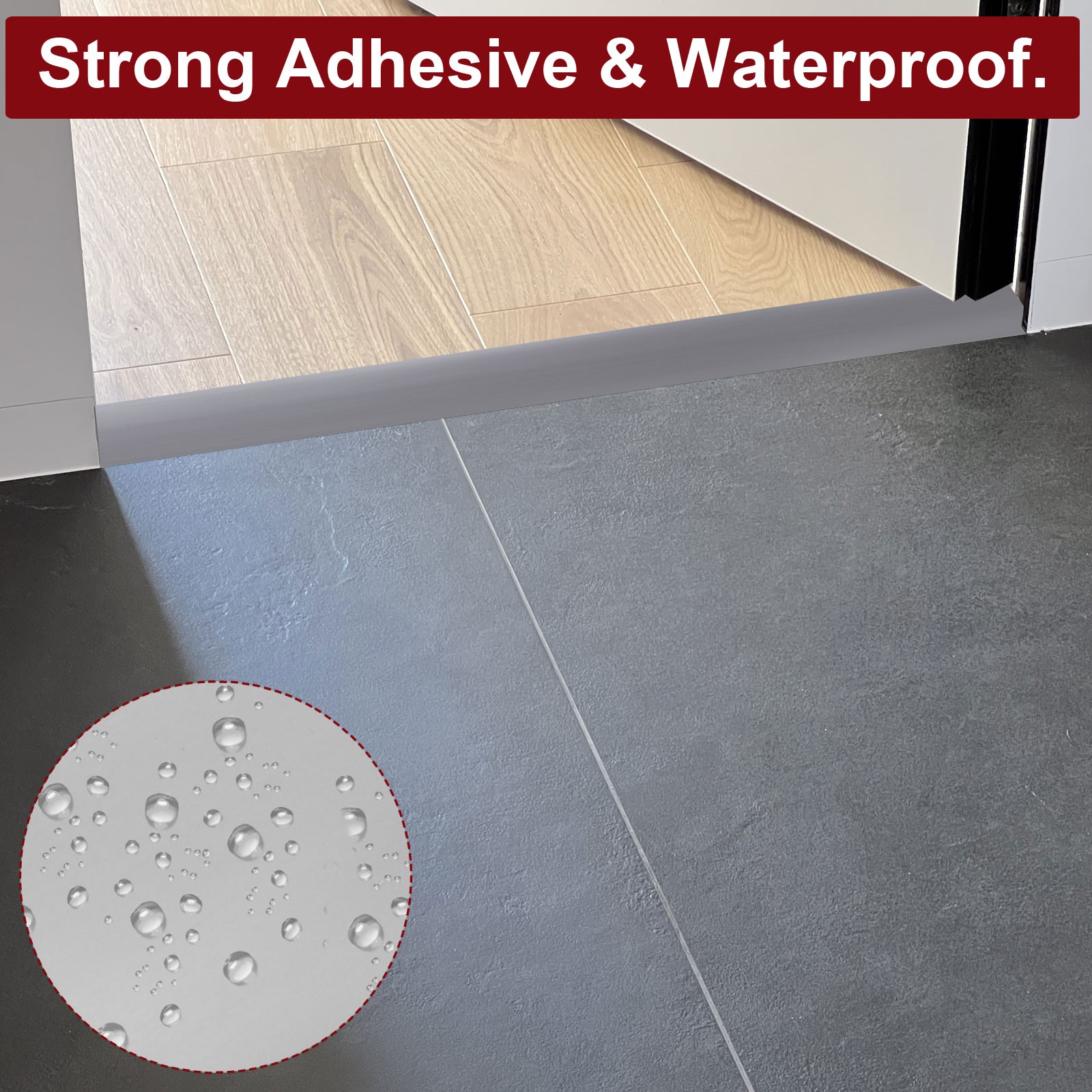 6.56Ft Floor Transition Strip Self Adhesive 3″ Flooring Cover Strip Grey