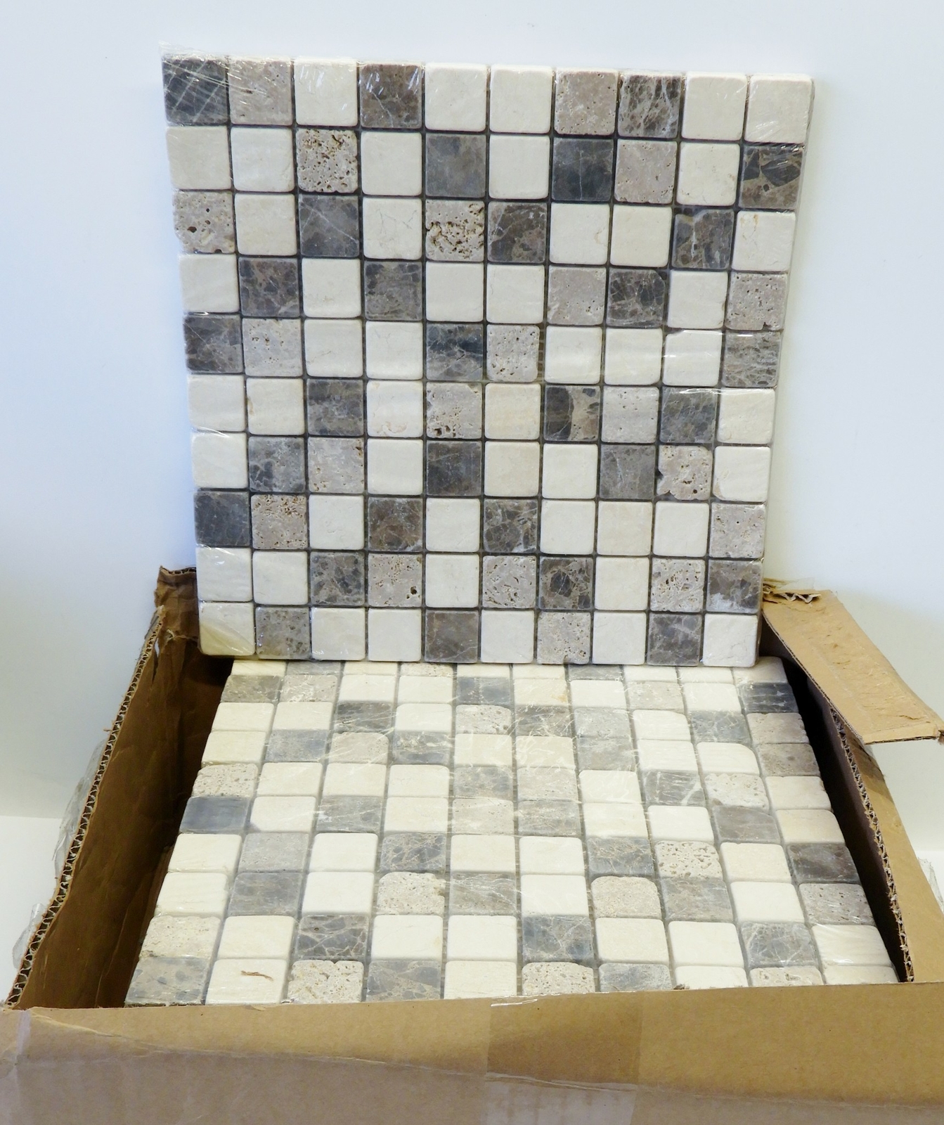 (10 sq ft) Emperador Mossaic Tile Back Splash Marble 10x 11.75″x11.75″x9mm