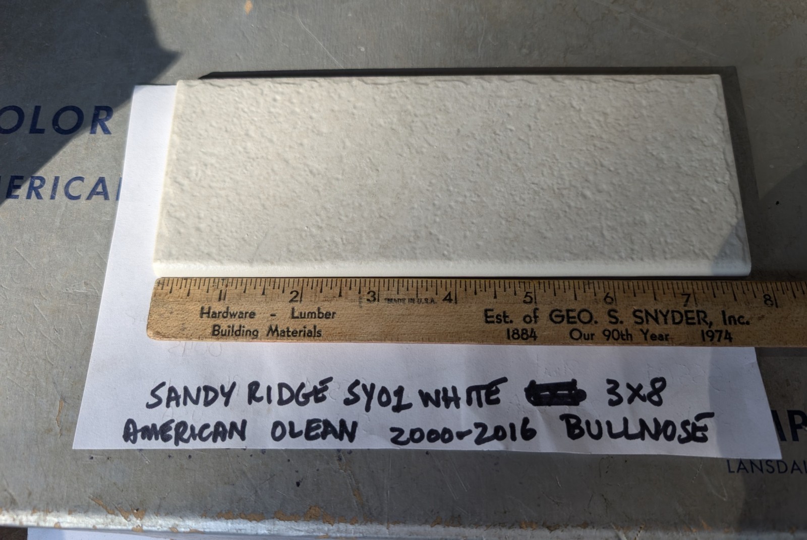 2 pcs American Olean Ceramic Tile Sandy Ridge series “White” SY01 3×8 Bullnose