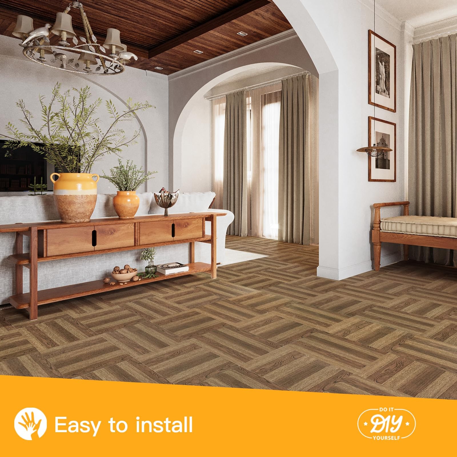 30-Pack Peel and Stick 12 x 12in Vinyl Wood Texture Flooring Tiles, Waterproo…