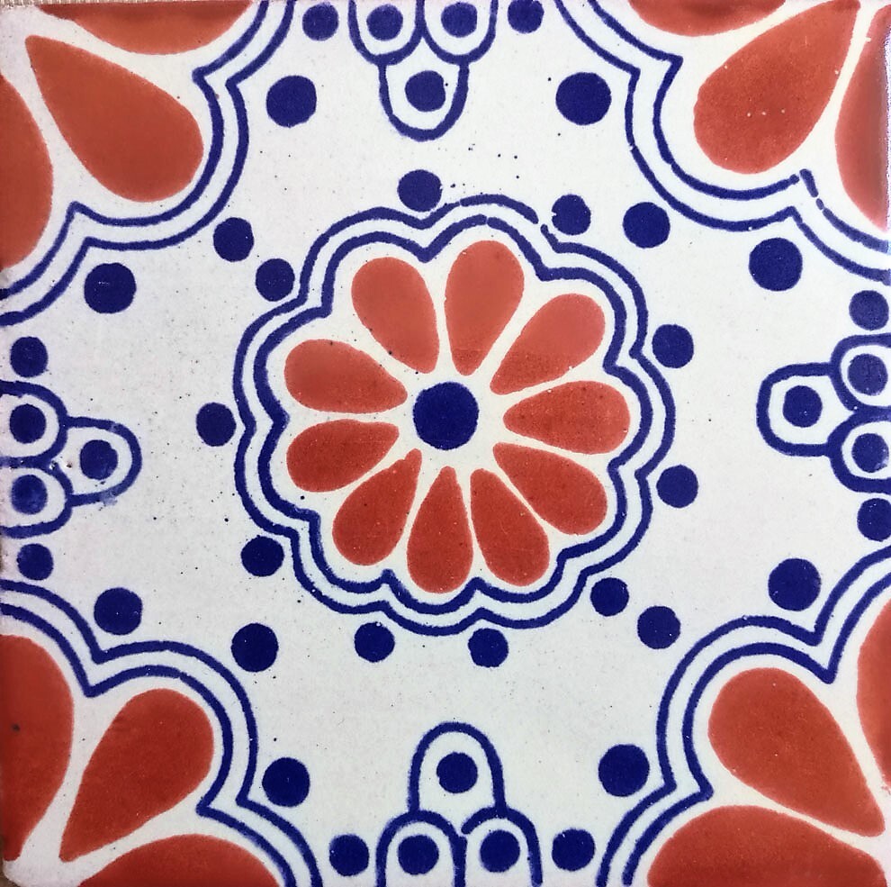 C#002) MEXICAN TILES CERAMIC HAND MADE SPANISH INFLUENCE TALAVERA MOSAIC ART