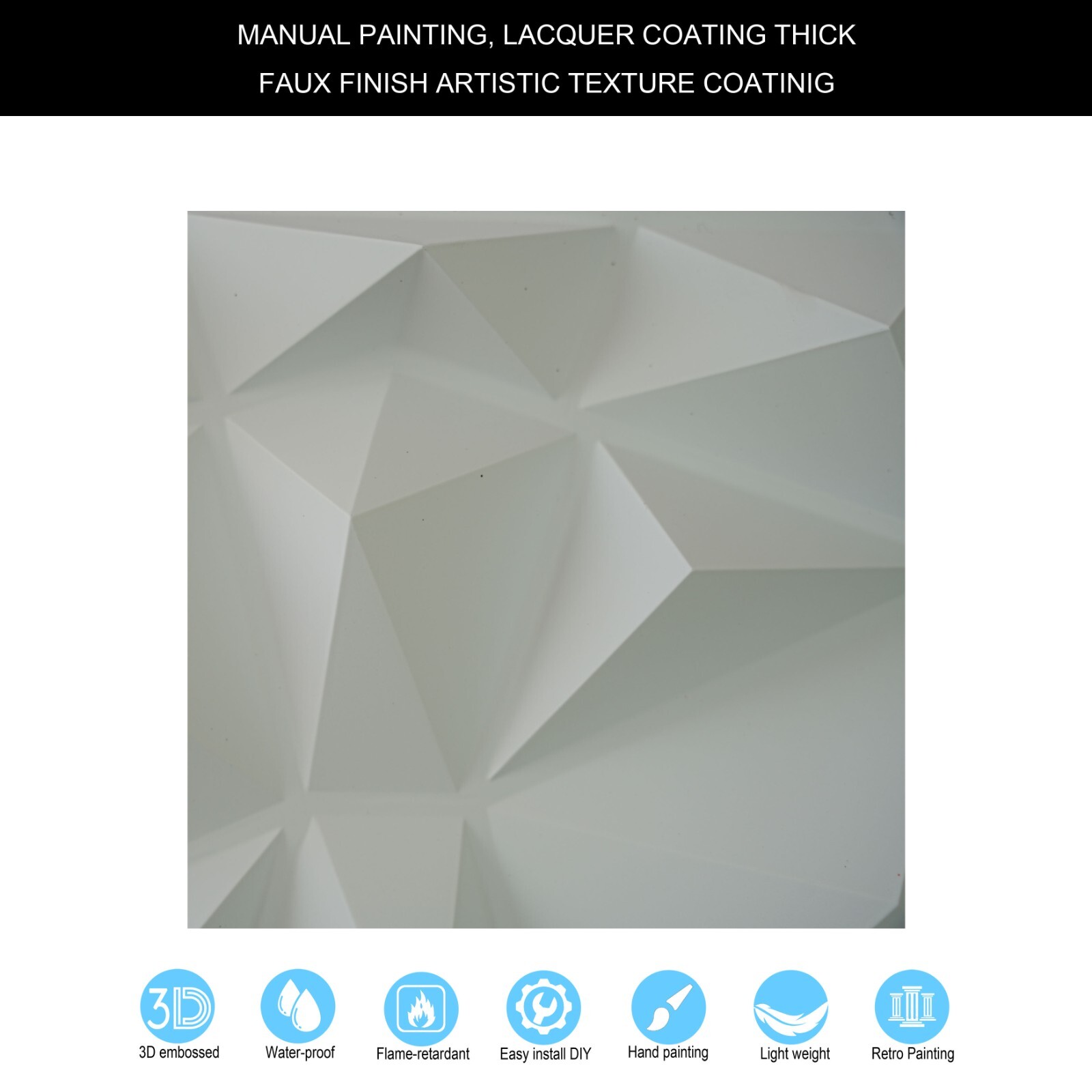 3D Embossed Wall Panels Modern designs Tiles PLM101 White matte 10pcs