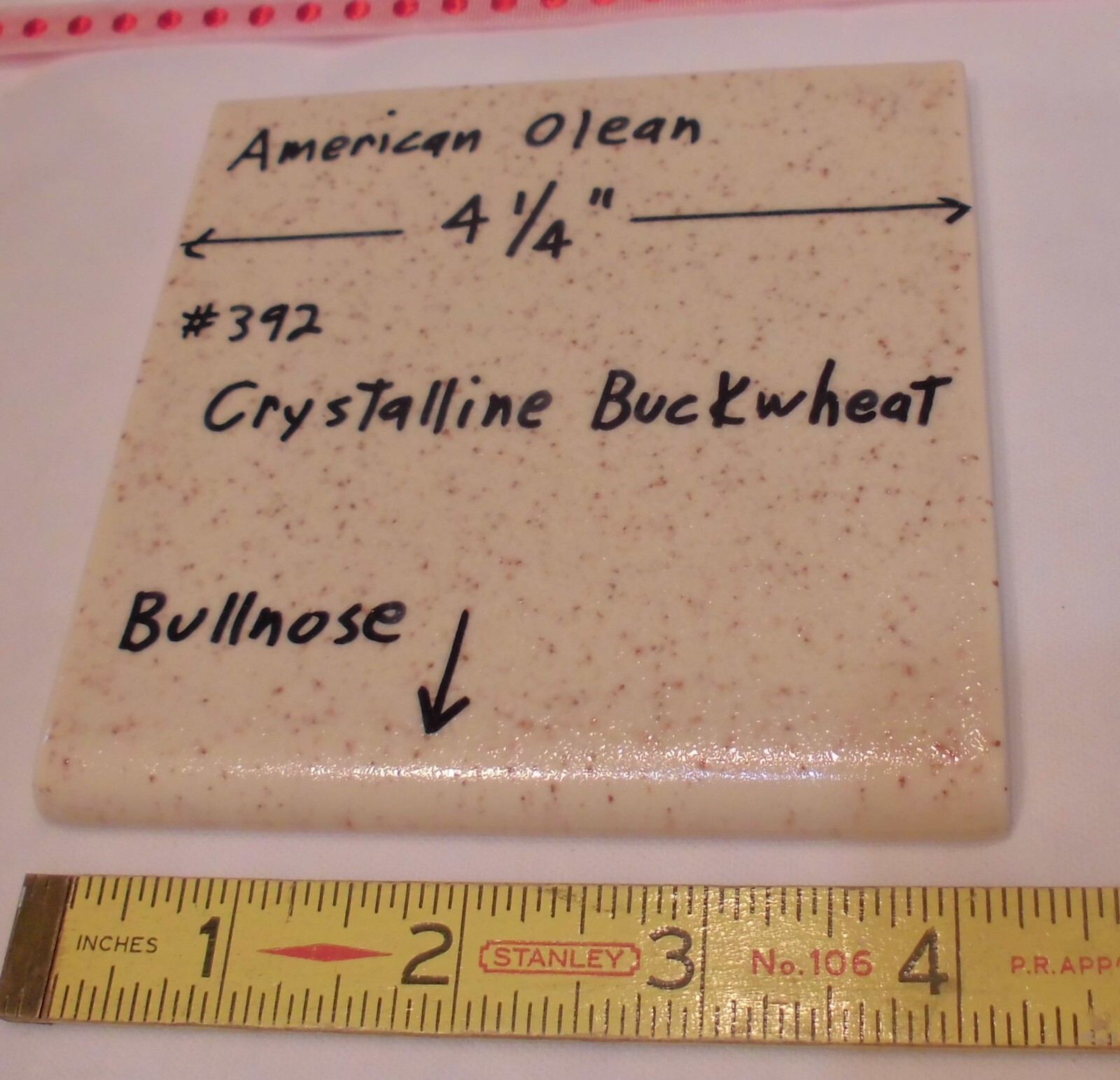 1 pc. *Crystalline Buckwheat* 4-1/4″ Ceramic Bullnose Tile by American Olean NOS