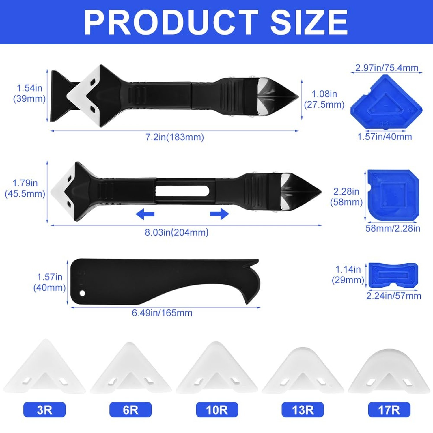 Silicone Caulking Tool, 3 in 1 Caulking Remover Glazing Compound Finishing To…