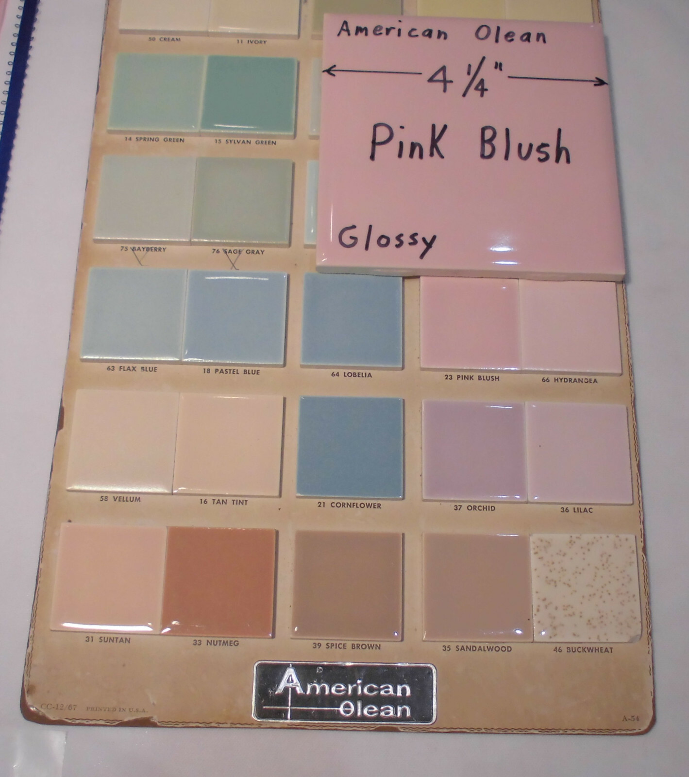 1 pc. Vintage *Pink Blush* Glossy Ceramic Tile #23 by American Olean 4-1/4″ New