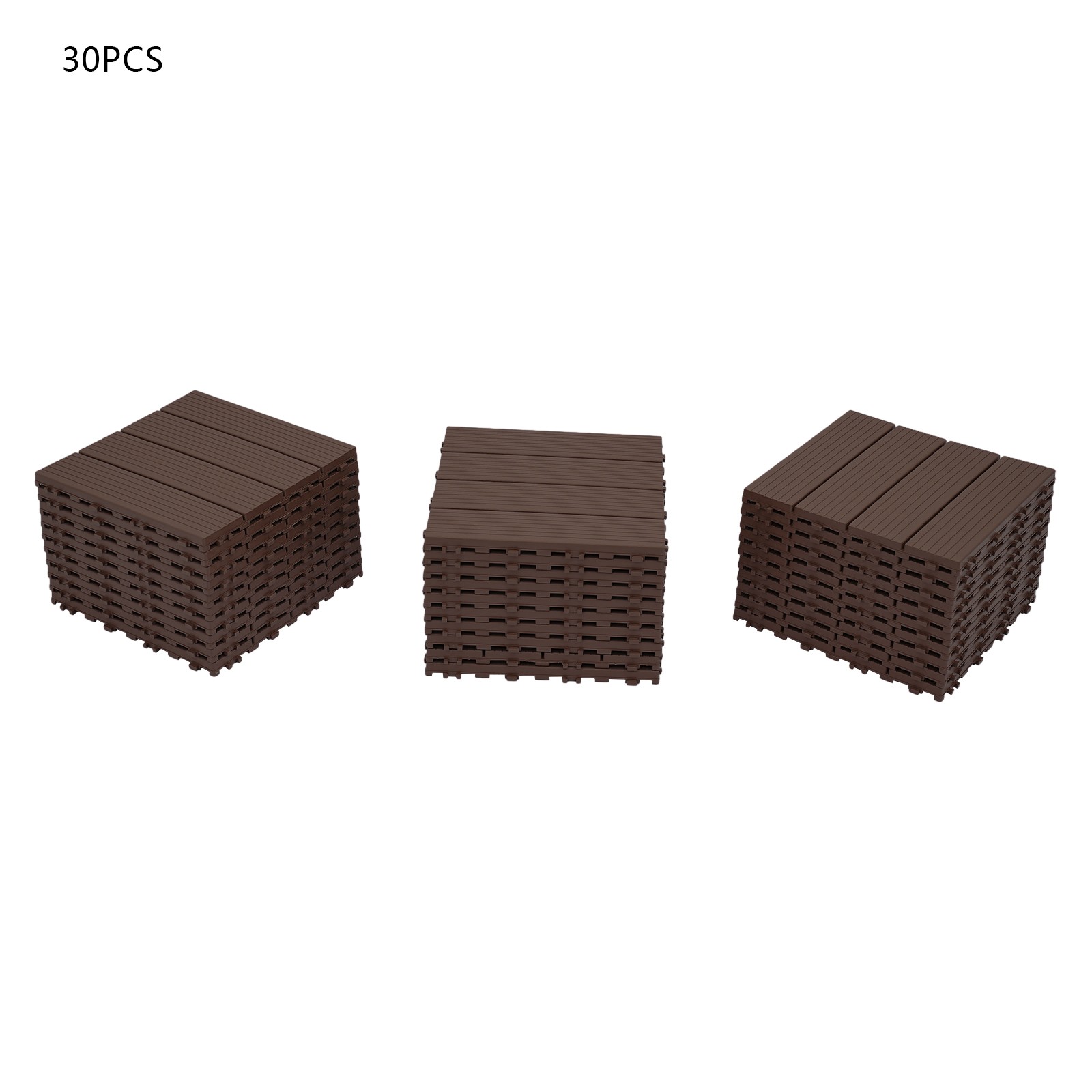 30pcs Deck Patio Tile Interlocking Plastic Flooring Pavers 11.81*11.81*0.79in
