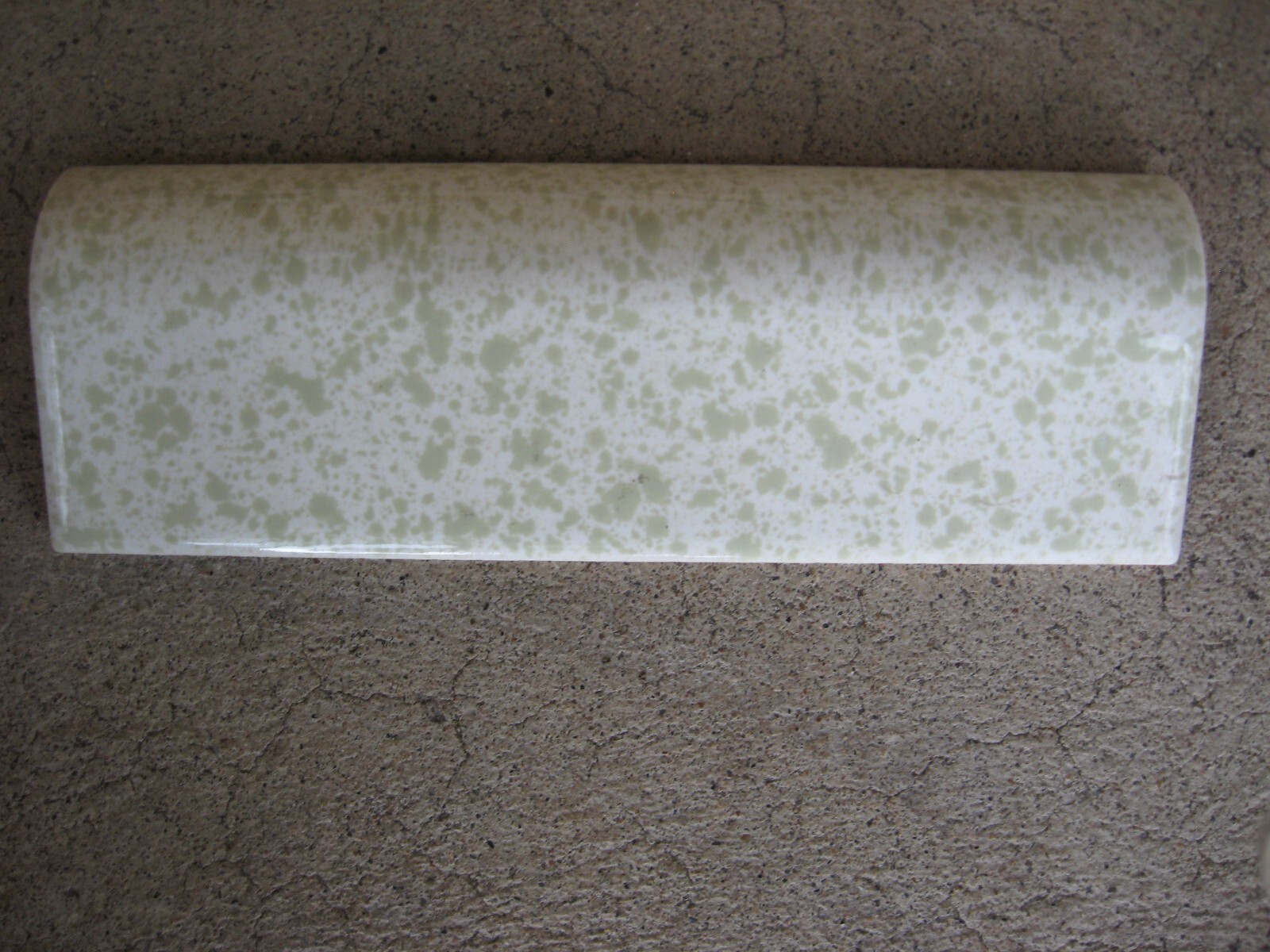 New Dal Tile Mayan Green on White Radius Bullnose Tile Bumpy Splatter Bull Nose