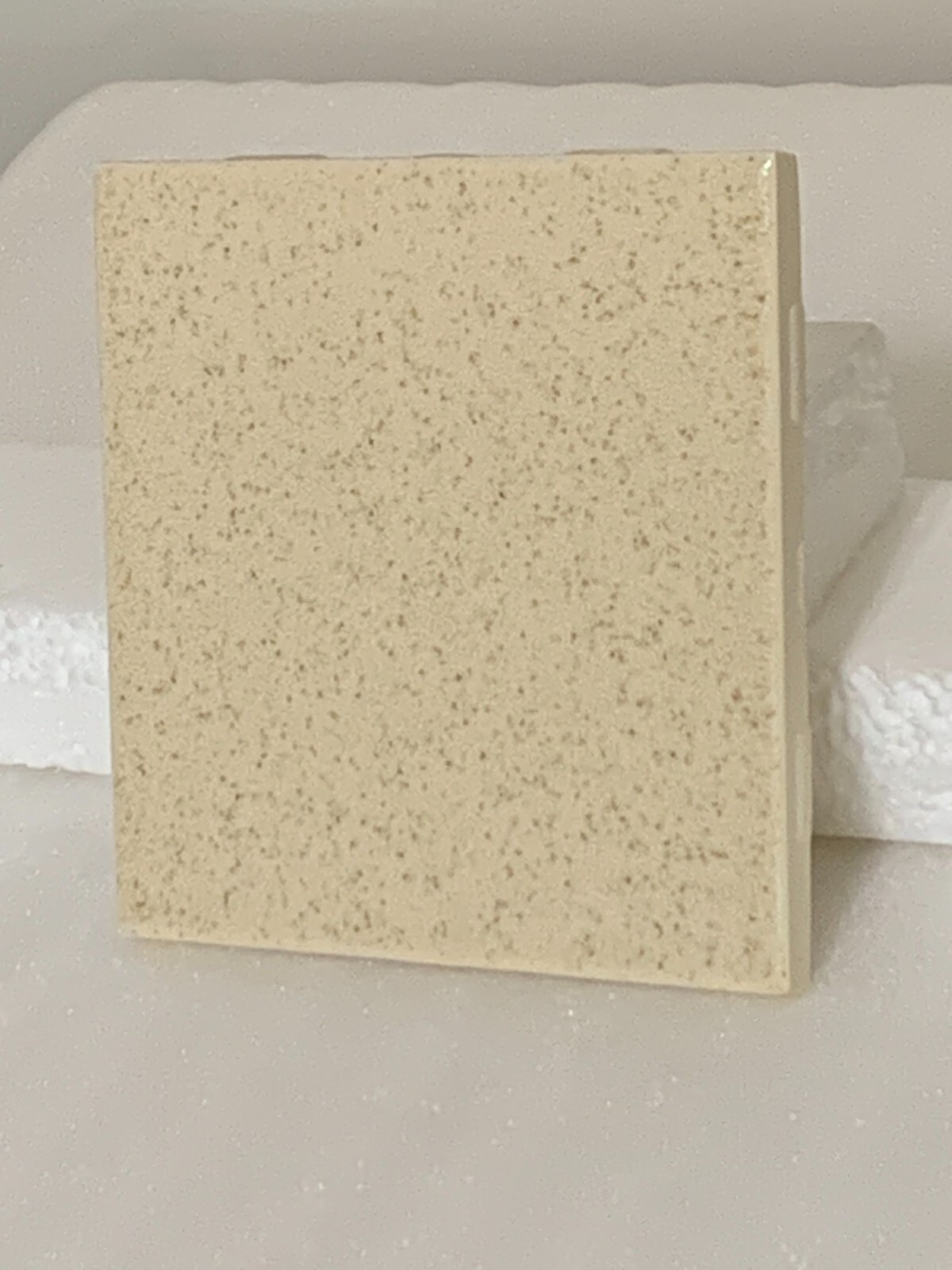 Vintage New Mosaic Ceramic Beige / Brown Speckled 4 3/8″ x 4 3/8″ Crystalline