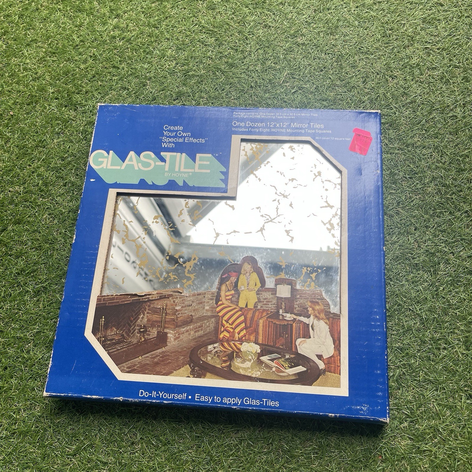 Hoyne Glas-Tile Box of Six 12″ x 12 Gold Vein Mirror Tiles 70’s Nos