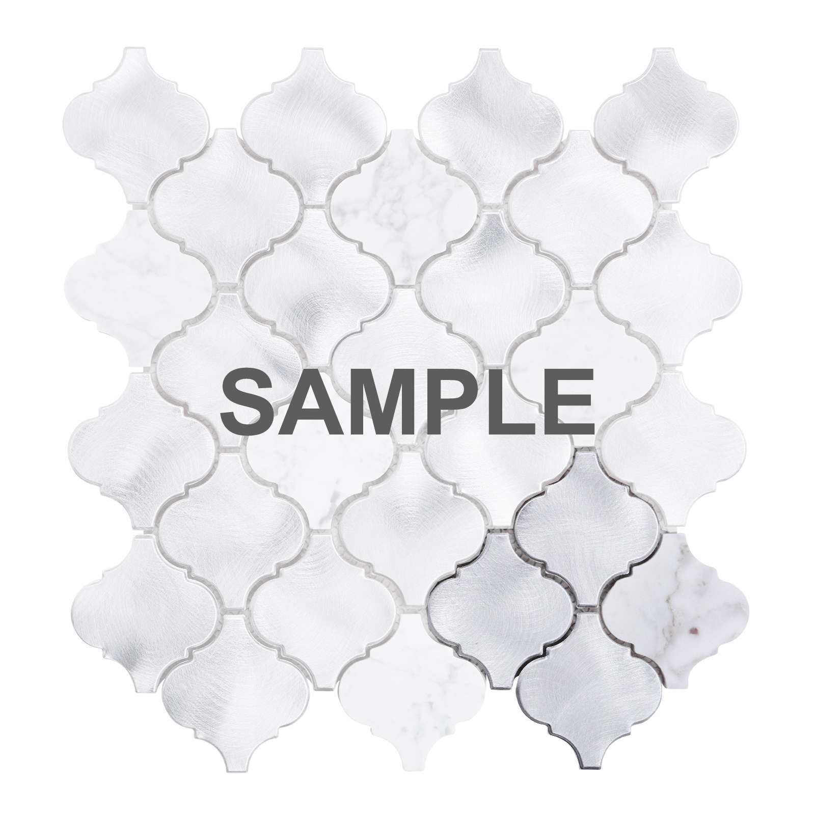 White Calacatta Marble Arabesque Aluminum Metal Mosaic Tile Kitchen Backsplash
