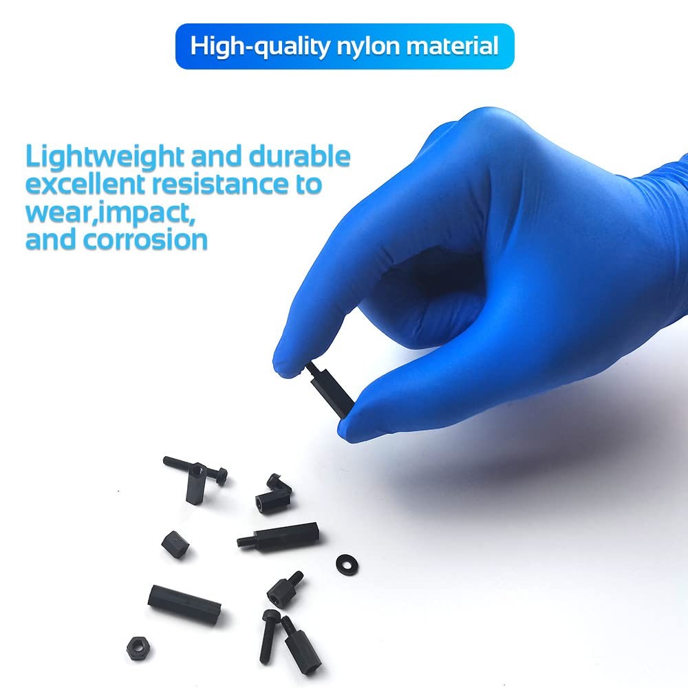 COMRUN 350PCS M2.5 Black Male Female Nylon Hex Spacer 350Pcs M2.5,