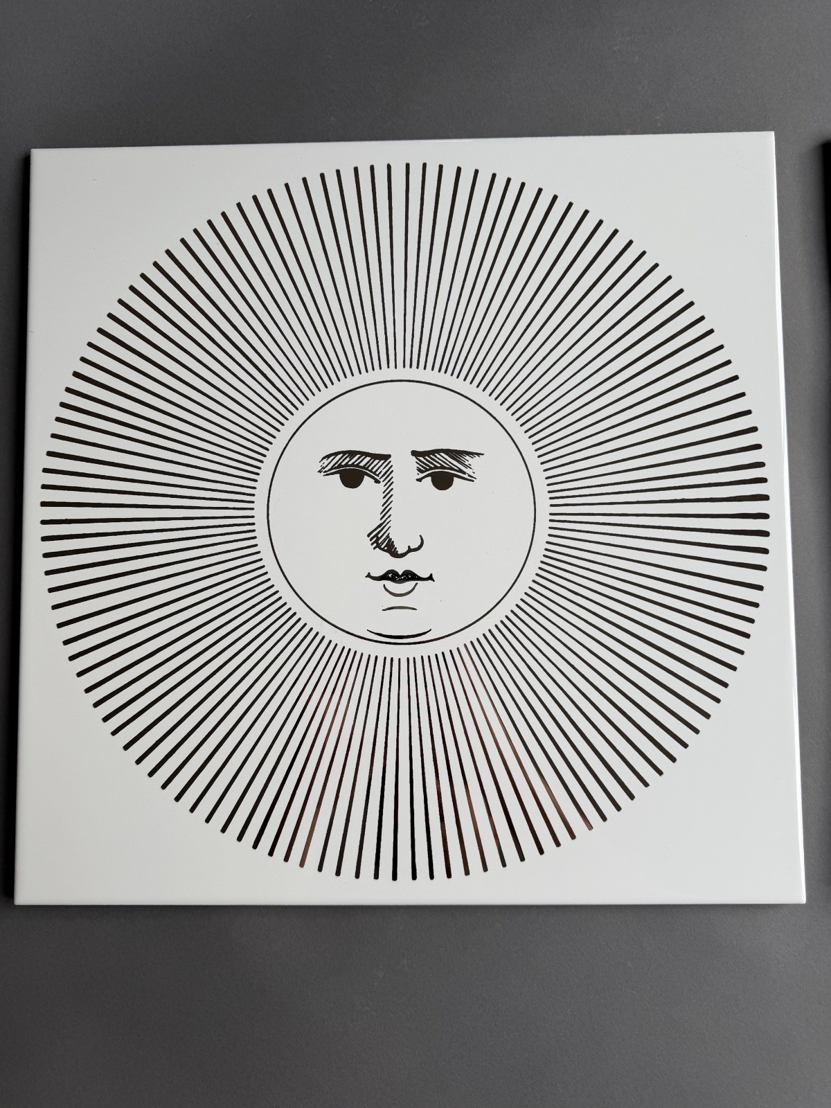 Fornasetti Ceramic 16″ Tiles (Pair) – Sol e Lune – Gold Leaf on White | NEW