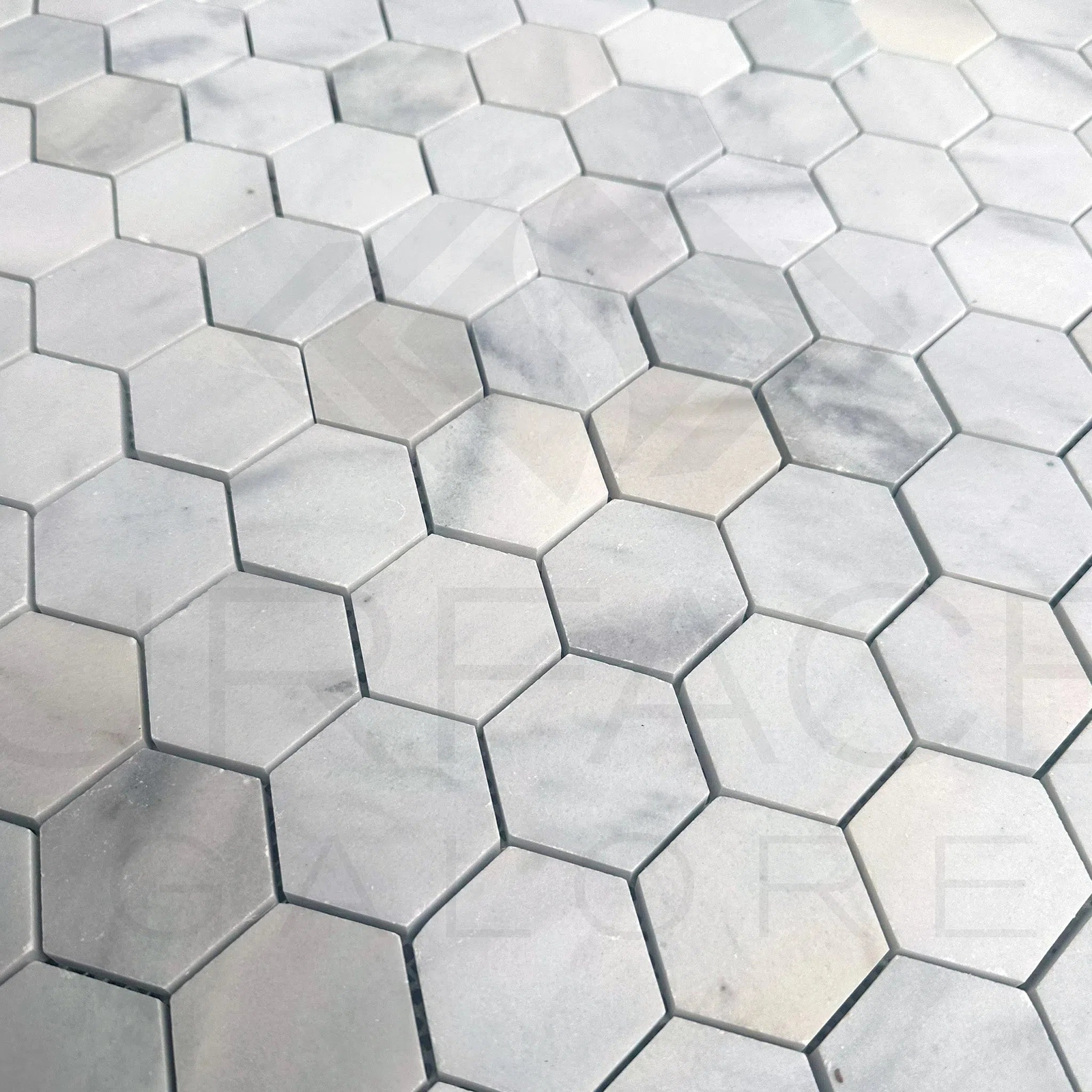 White Marble 2 inch Hexagon Honed Mosaic Tile 45 Sq.Ft. $6.66/Sq.Ft.