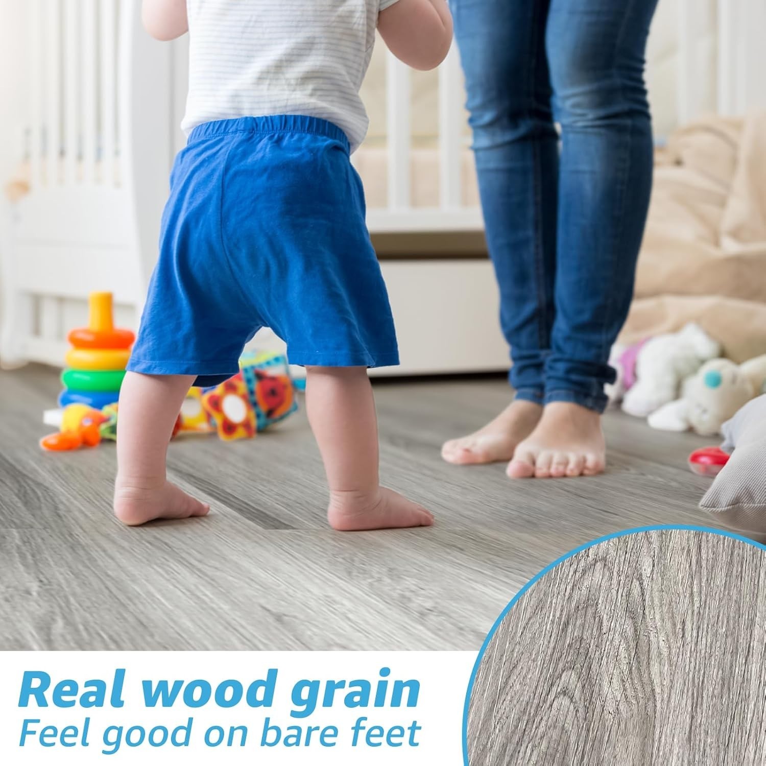 Waterproof and Reusable Vinyl Flooring Tiles – 36 x 6 Inch, 18 Pack for Any Room